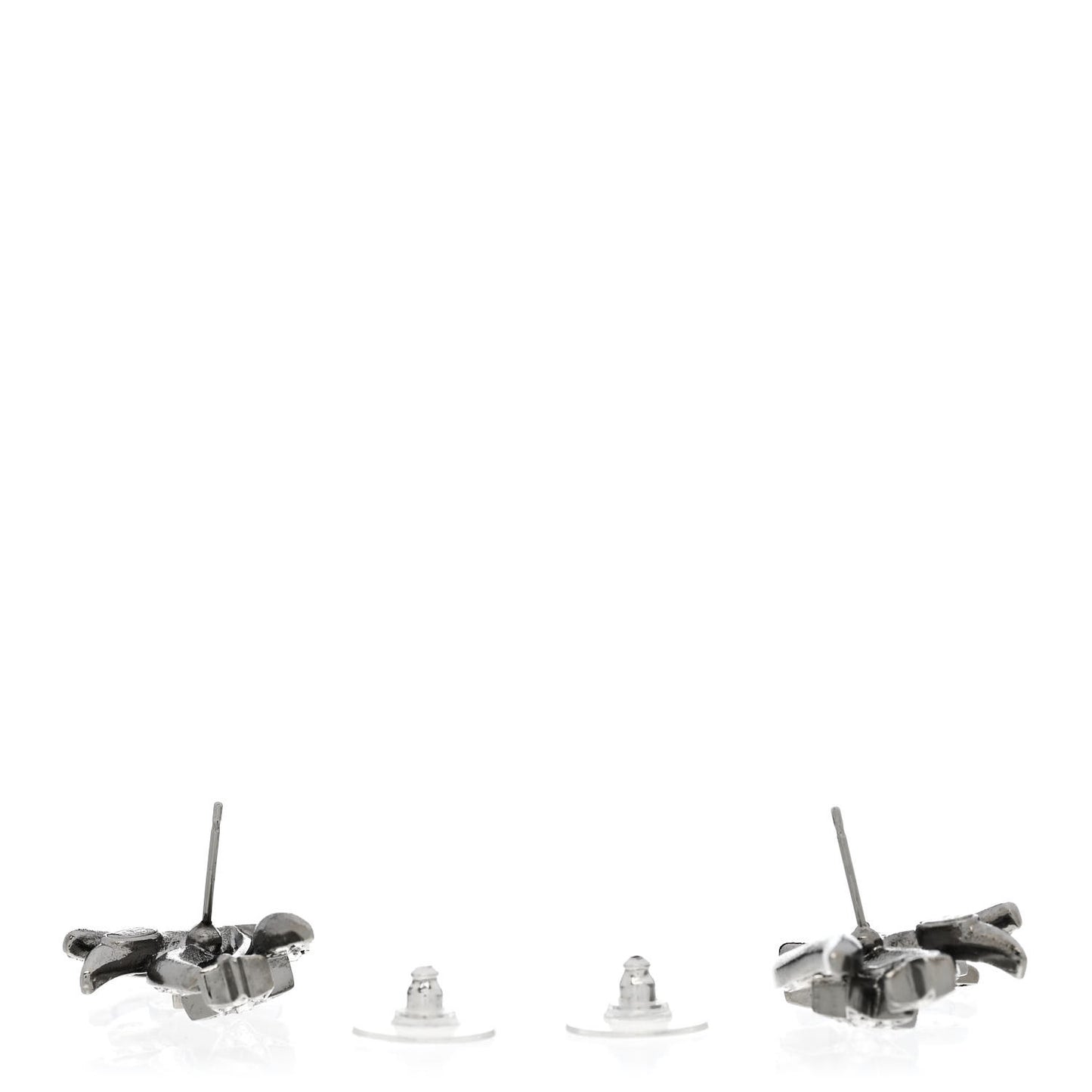 Crystal Baguette CC Wing Star Earrings Silver