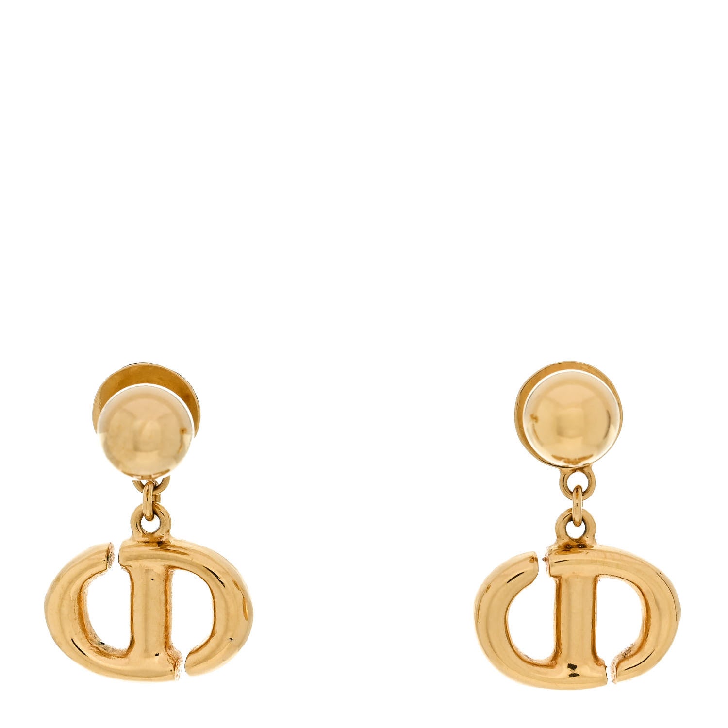 Christian Dior Metal Petit CD Drop Earrings Gold 1 of 5