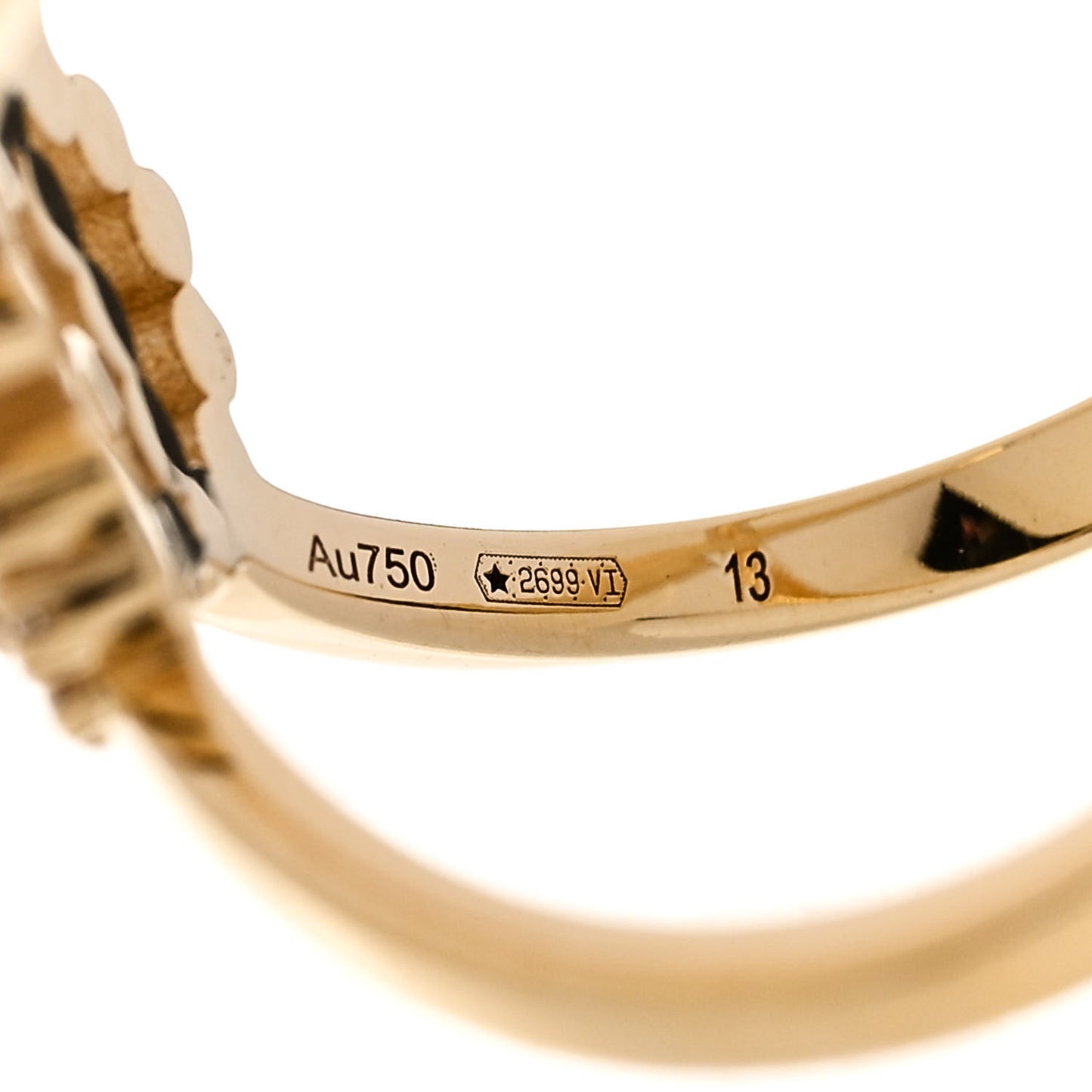 18K Yellow Gold Diamond Running G Cross Ring 53 6.25