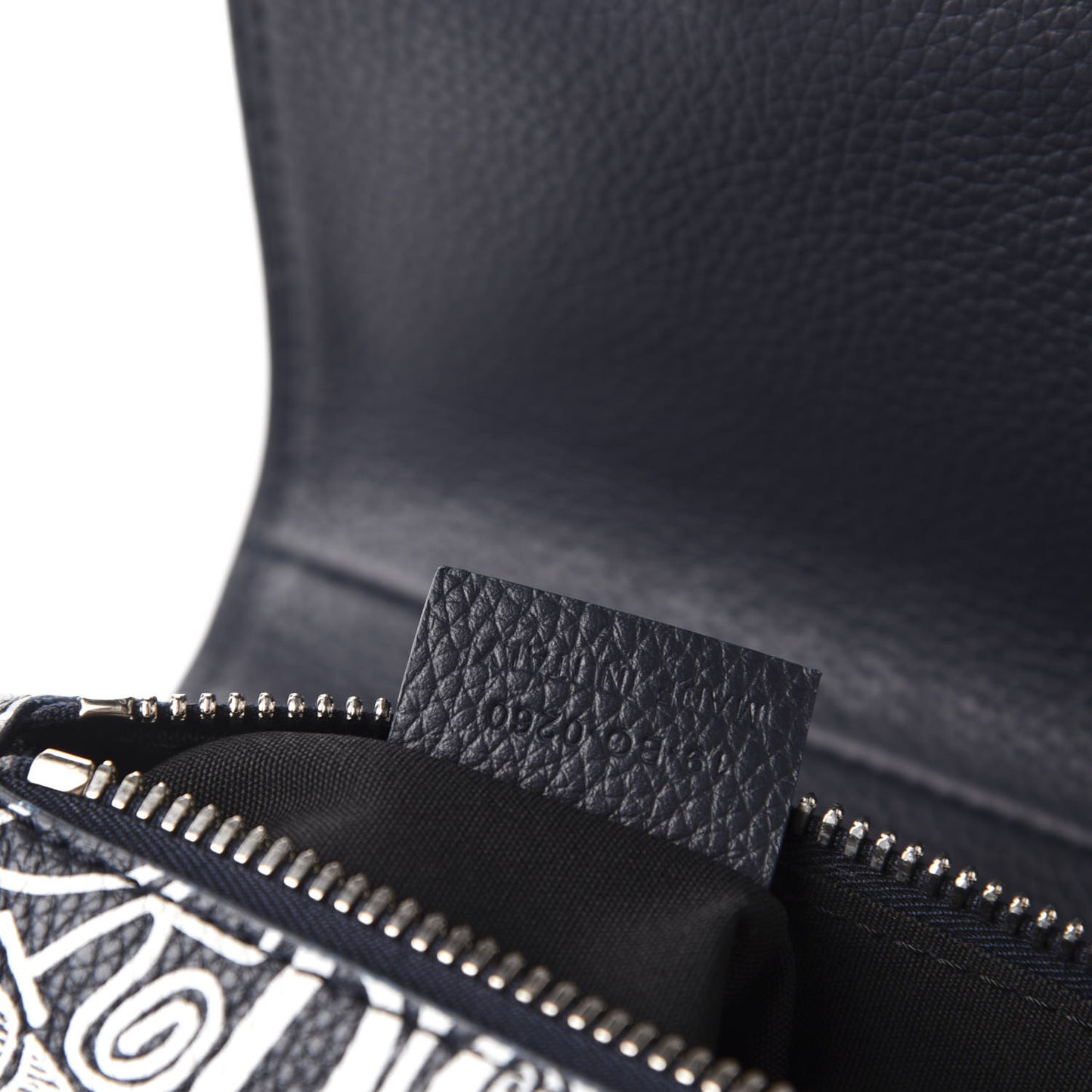 X SHAWN STUSSY Grained Calfskin Printed Mens Saddle Bag Navy Blue