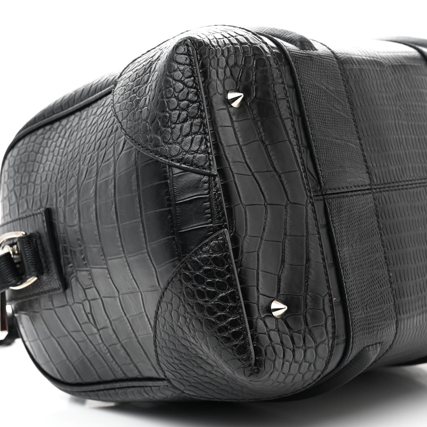 Calfskin Crocodile Embossed Medium Lucrezia Black