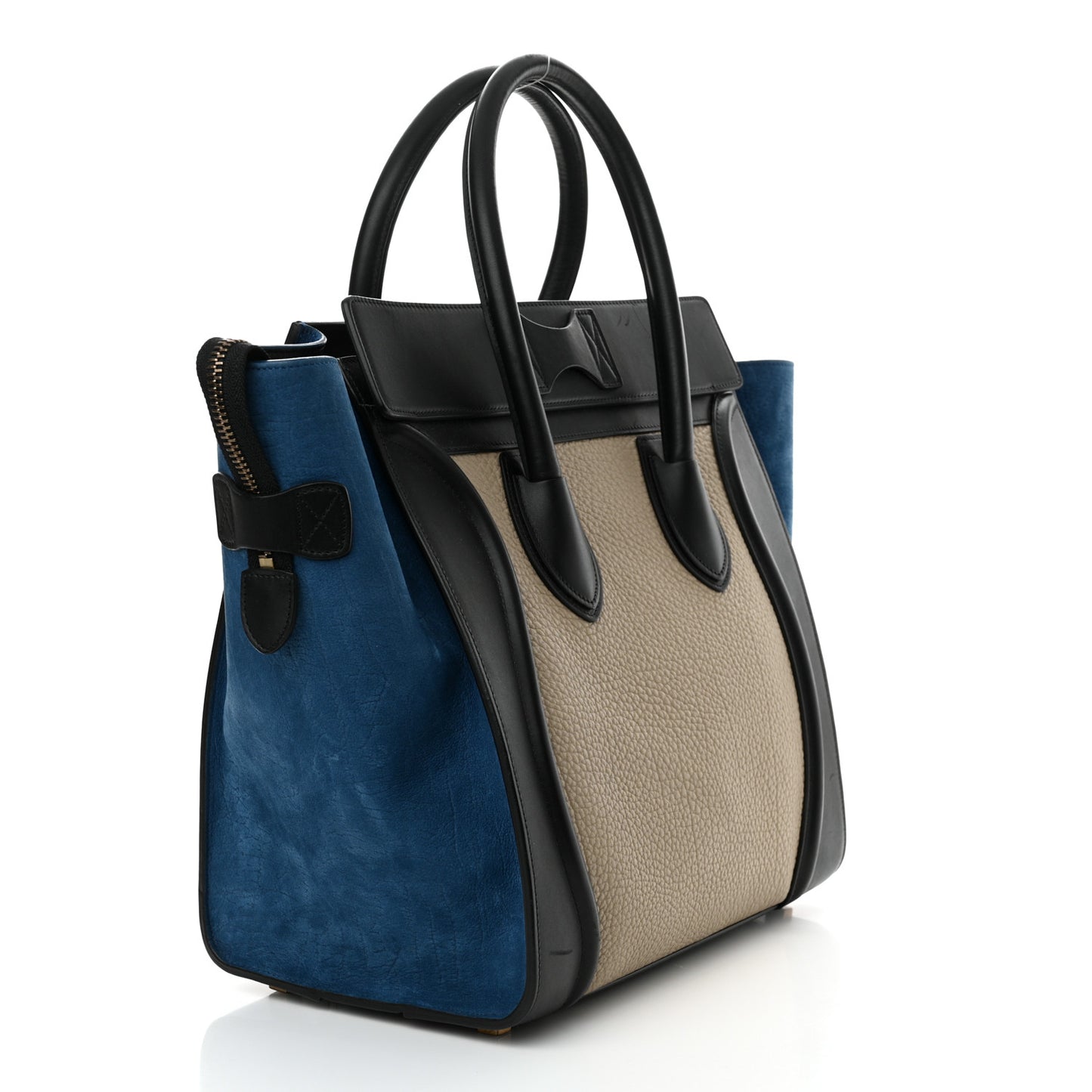 Bullhide Calfskin Suede Mini Tri-Color Luggage Light Taupe