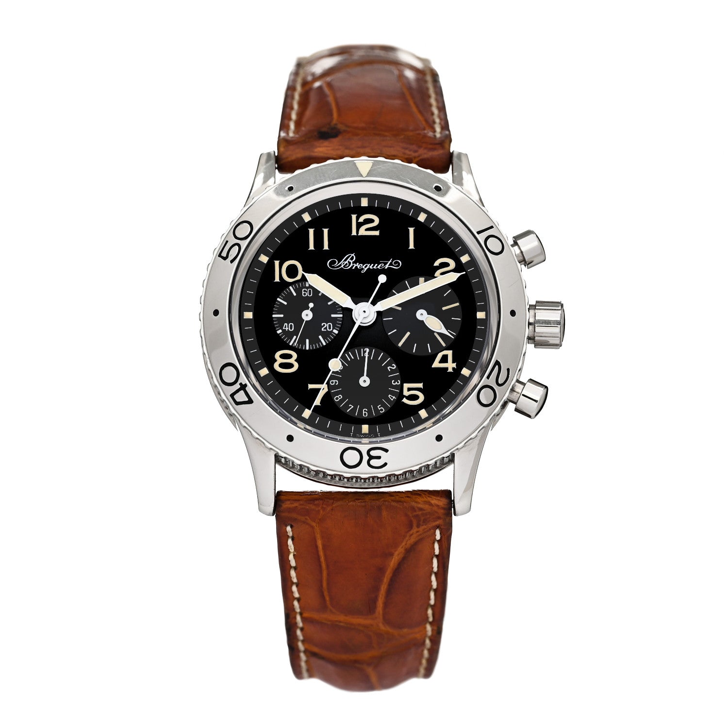 Breguet Stainless Steel Alligator 39mm Type XX Aeronavale Chronograph Automatic Watch Black 3800 1 of 5