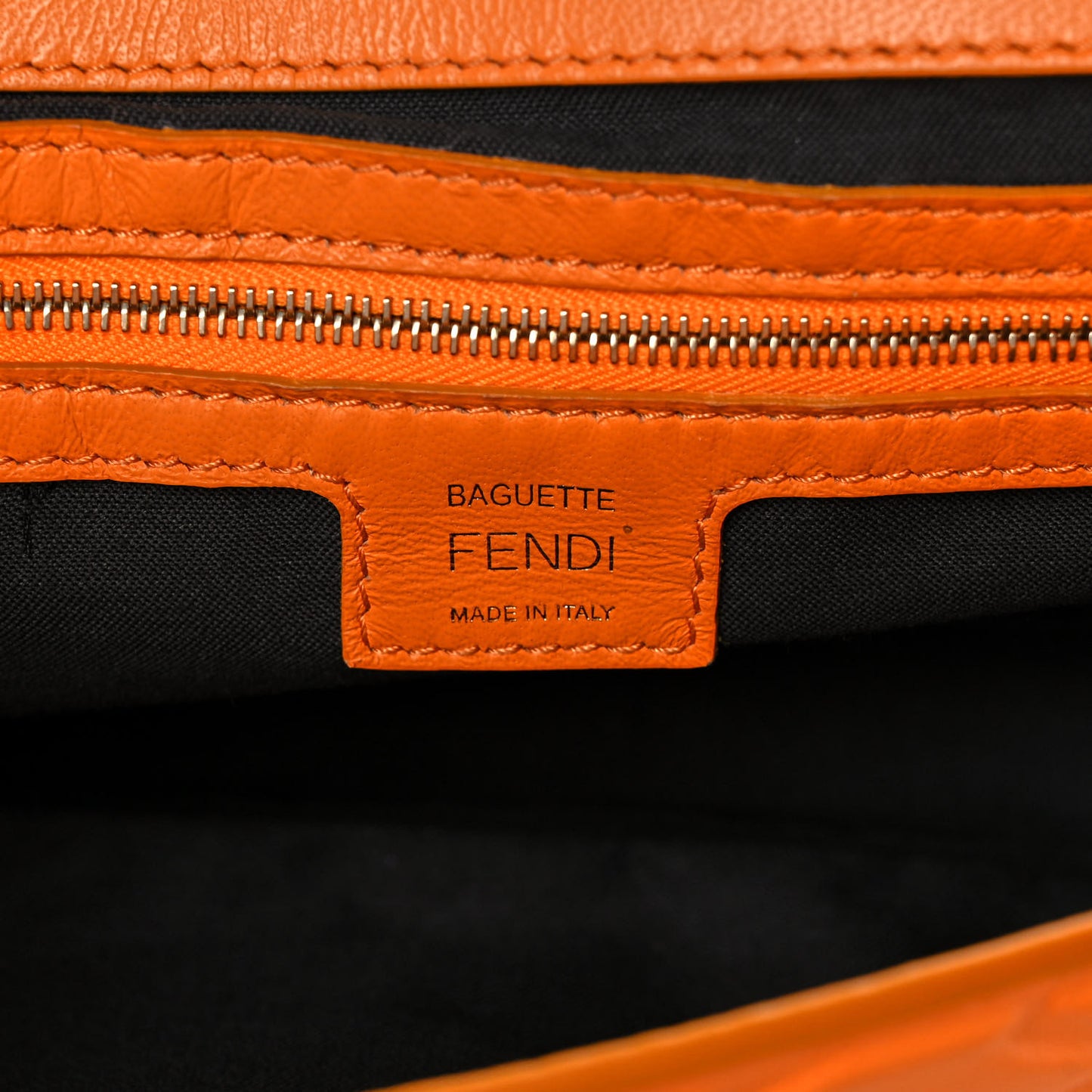 Nappa FF 1974 Embossed Baguette Clementine