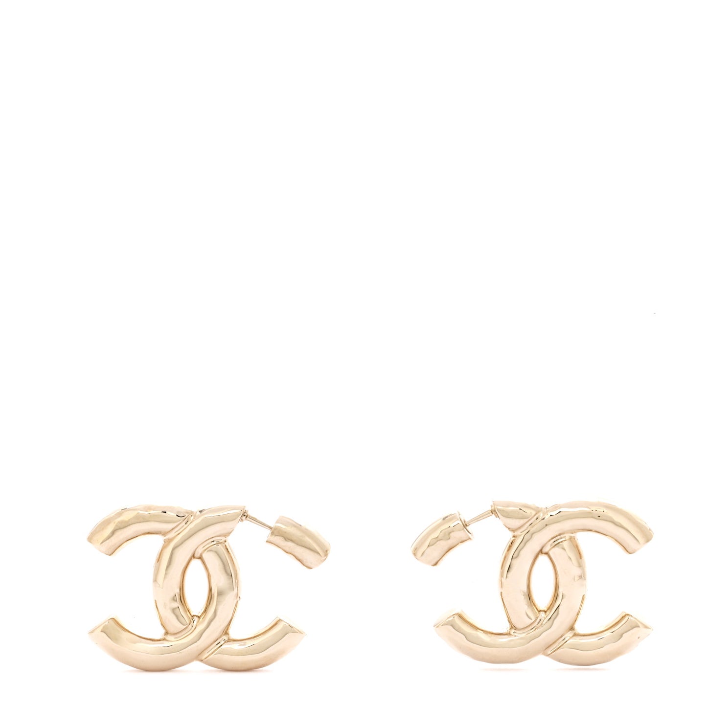 Metal Large CC Earrings Light Gold