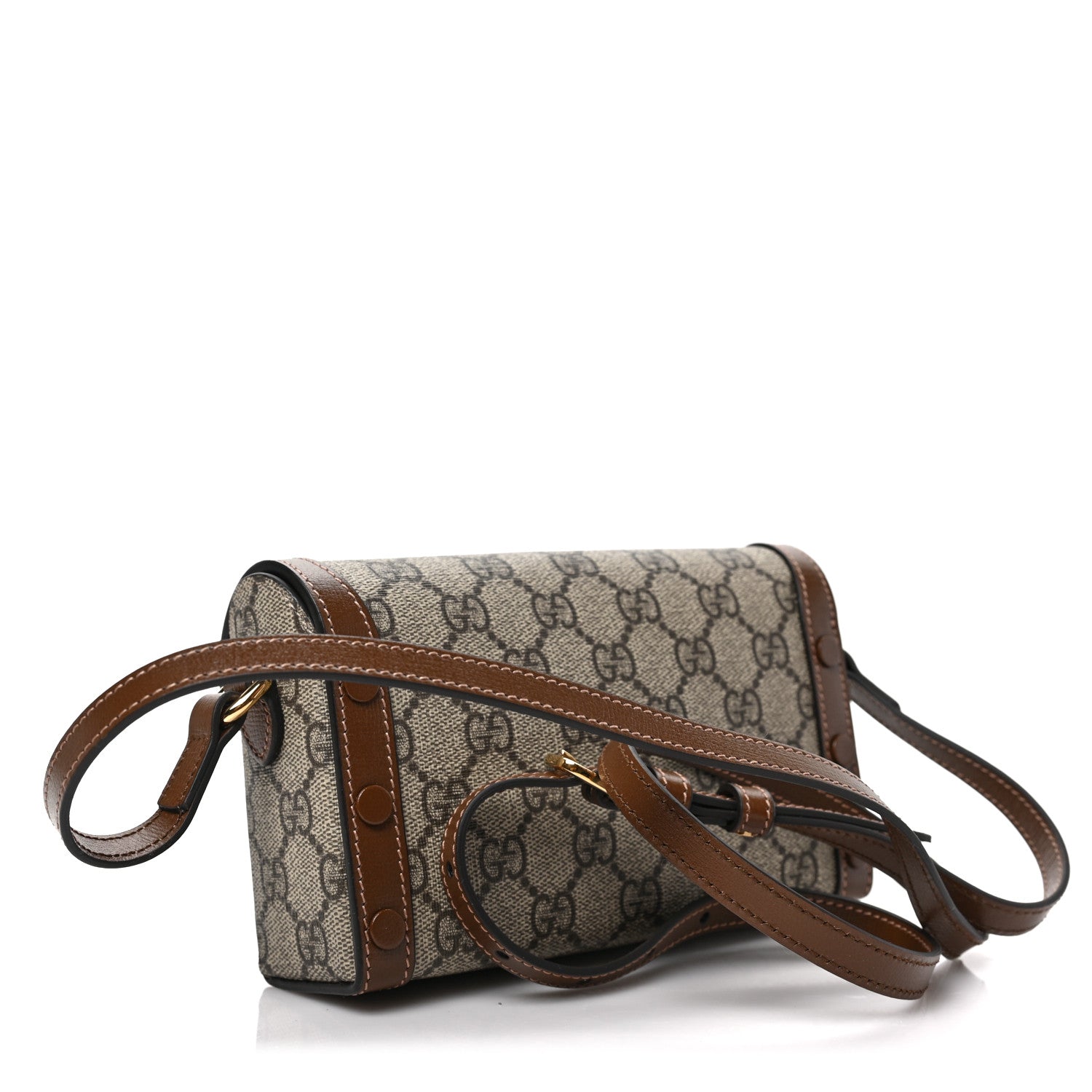 Gucci GG Supreme Monogram Mini Horsebit 1955 Shoulder Bag Beige Brown Sugar 2 of 8