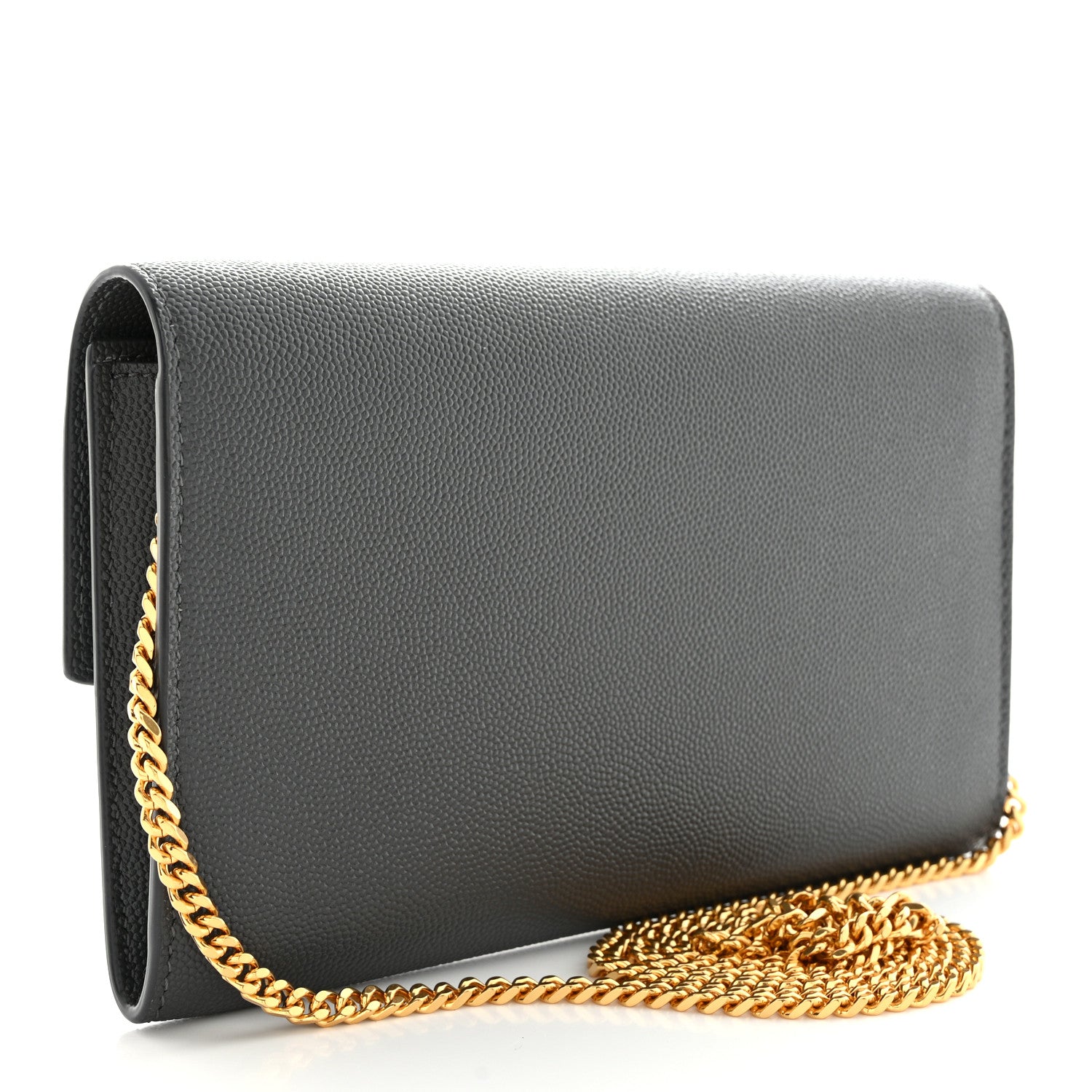 Saint Laurent Grain de Poudre Uptown Chain Wallet Storm 4 of 15