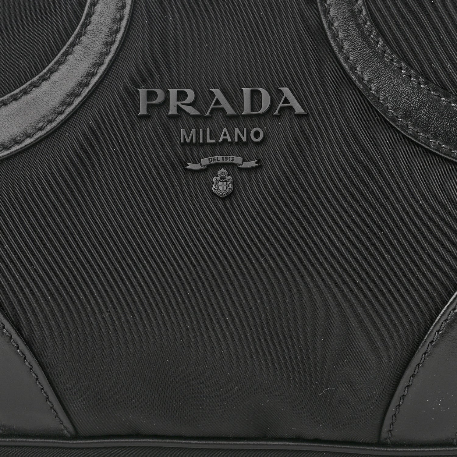 Prada Tessuto Nylon Soft Calfskin Shoulder Bag Black 8 of 10