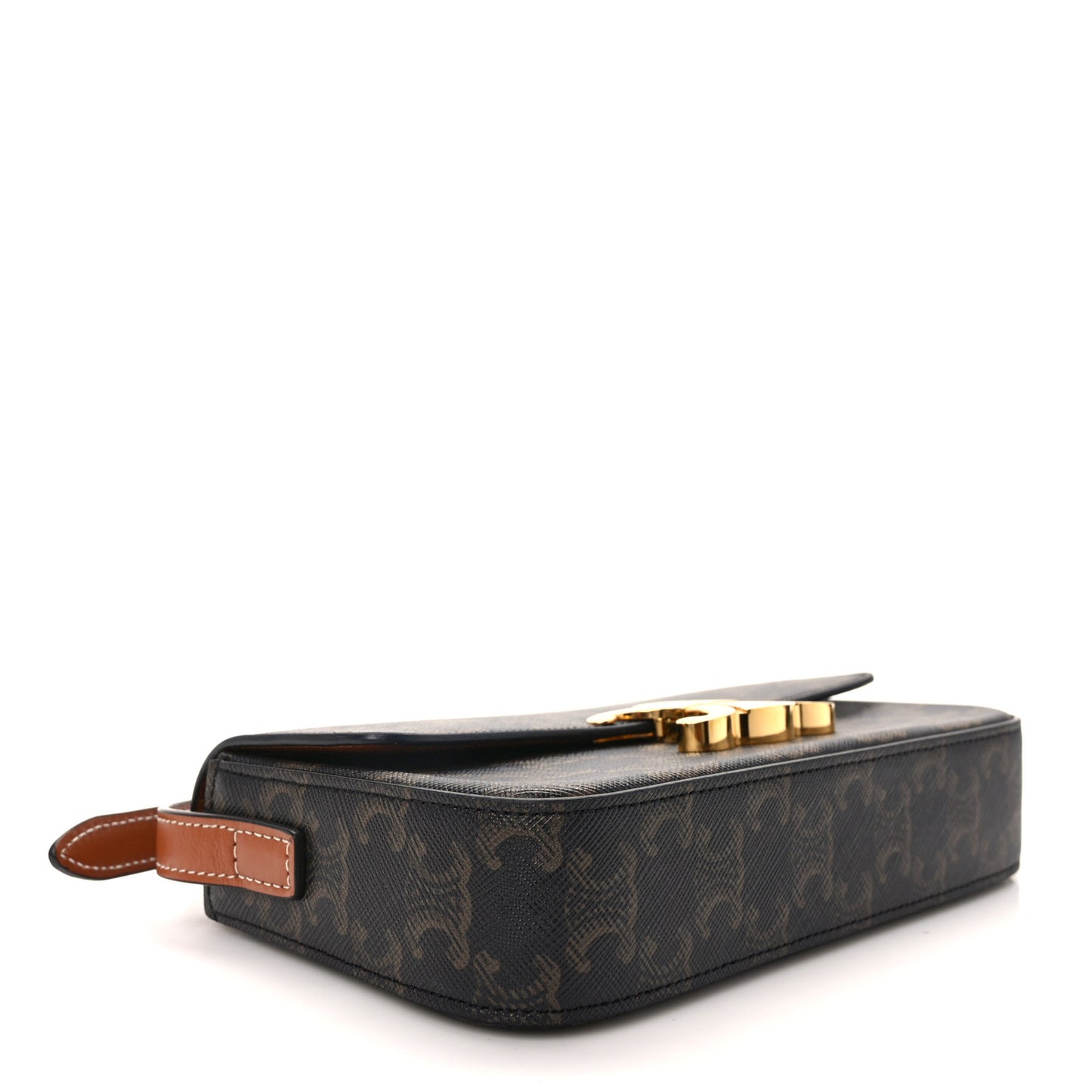 Canvas Calfskin Triomphe Shoulder Bag Tan