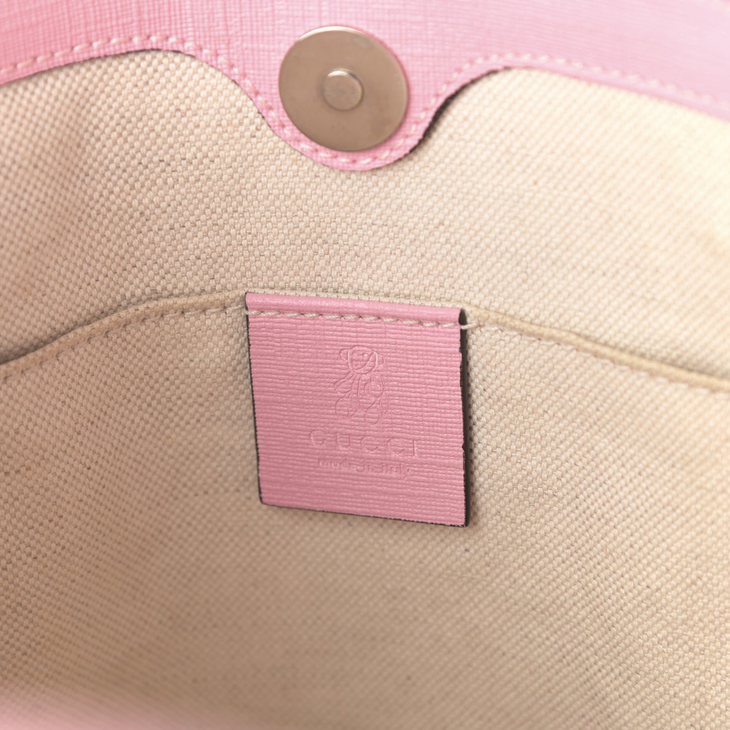 GG Supreme Monogram Striped Childrens Tote Beige Ebony Pink