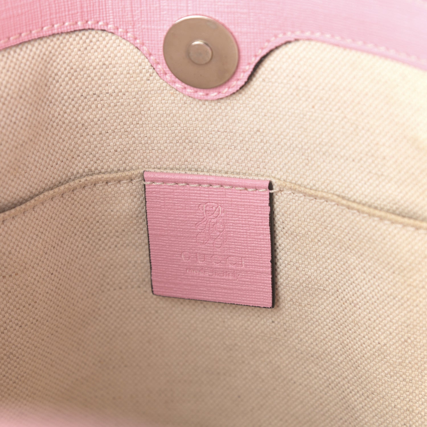 Gucci GG Supreme Monogram Striped Childrens Tote Beige Ebony Pink 6 of 9