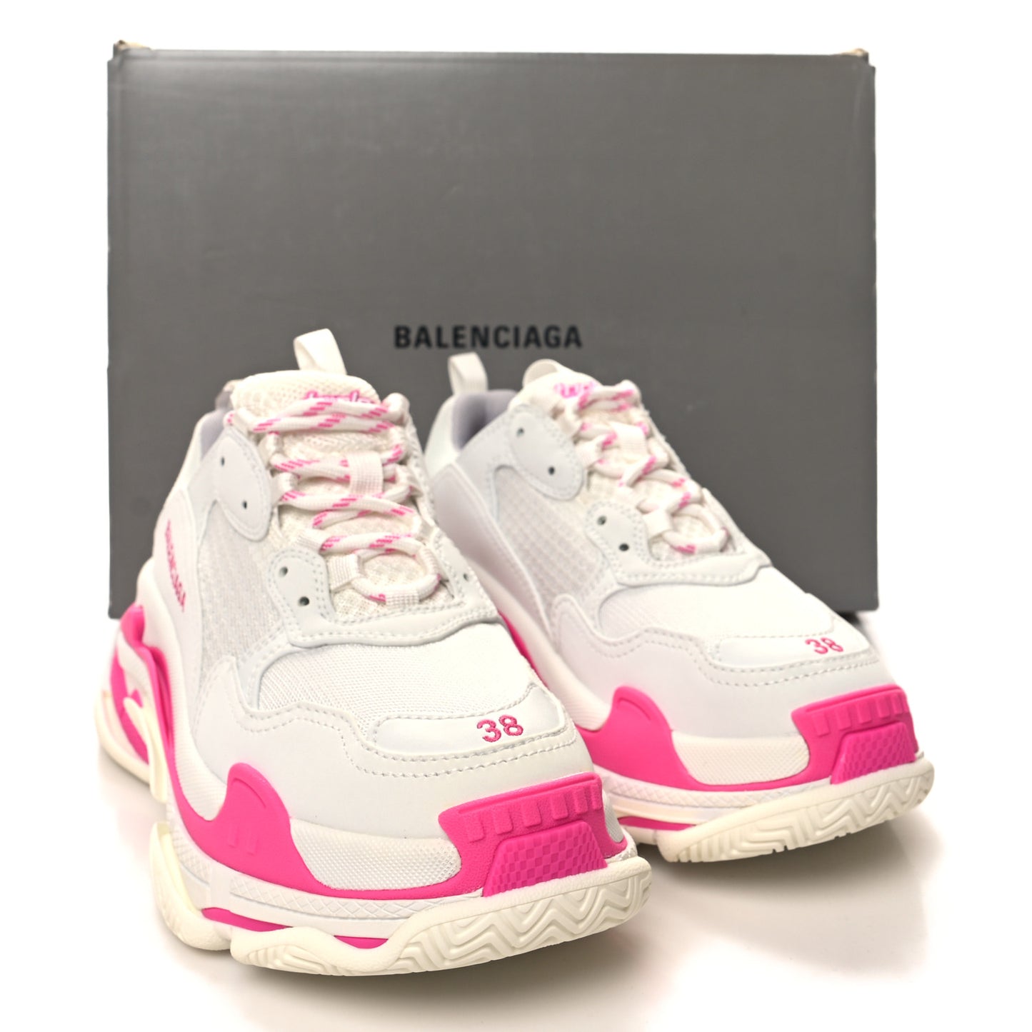Fabric Mesh Womens Triple S Sneakers 38 Fluo Pink White