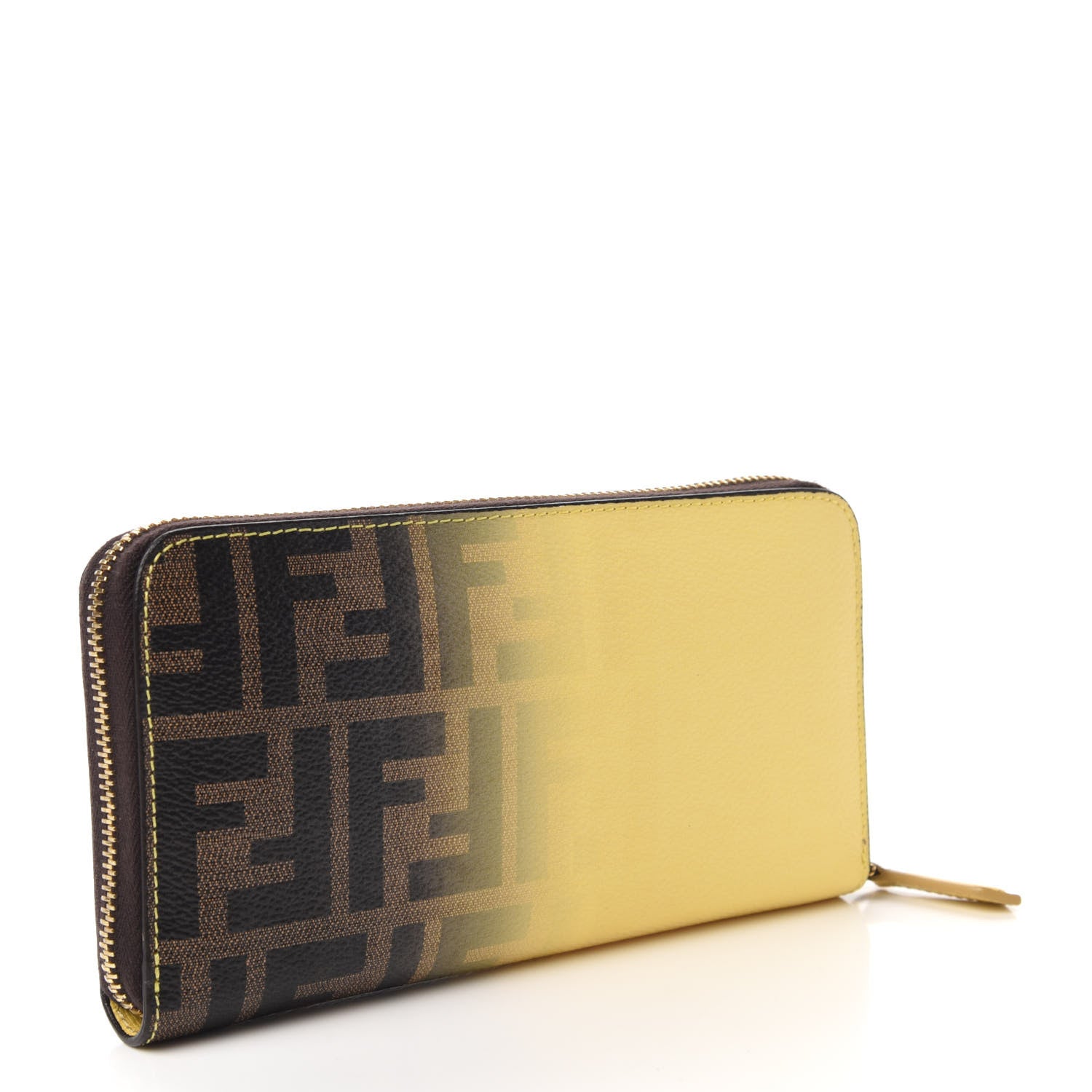 Fendi Zucca Spalmati Ombre Zip Around Wallet Tobacco Cedro 3 of 9