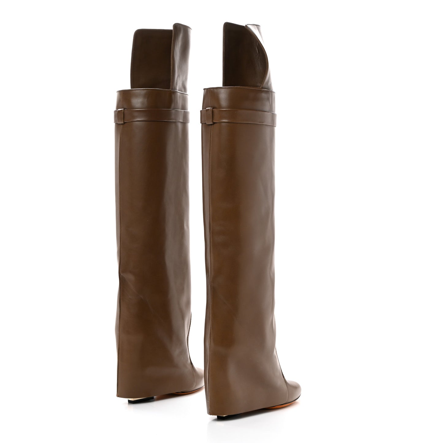 Calfskin Shark Look Over The Knee Boots 37.5 Kaky