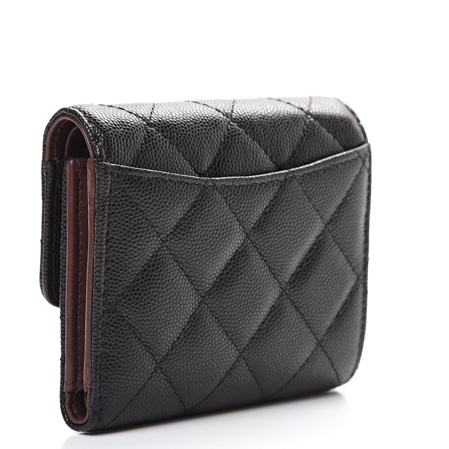 Caviar Quilted Compact Flap Wallet Black