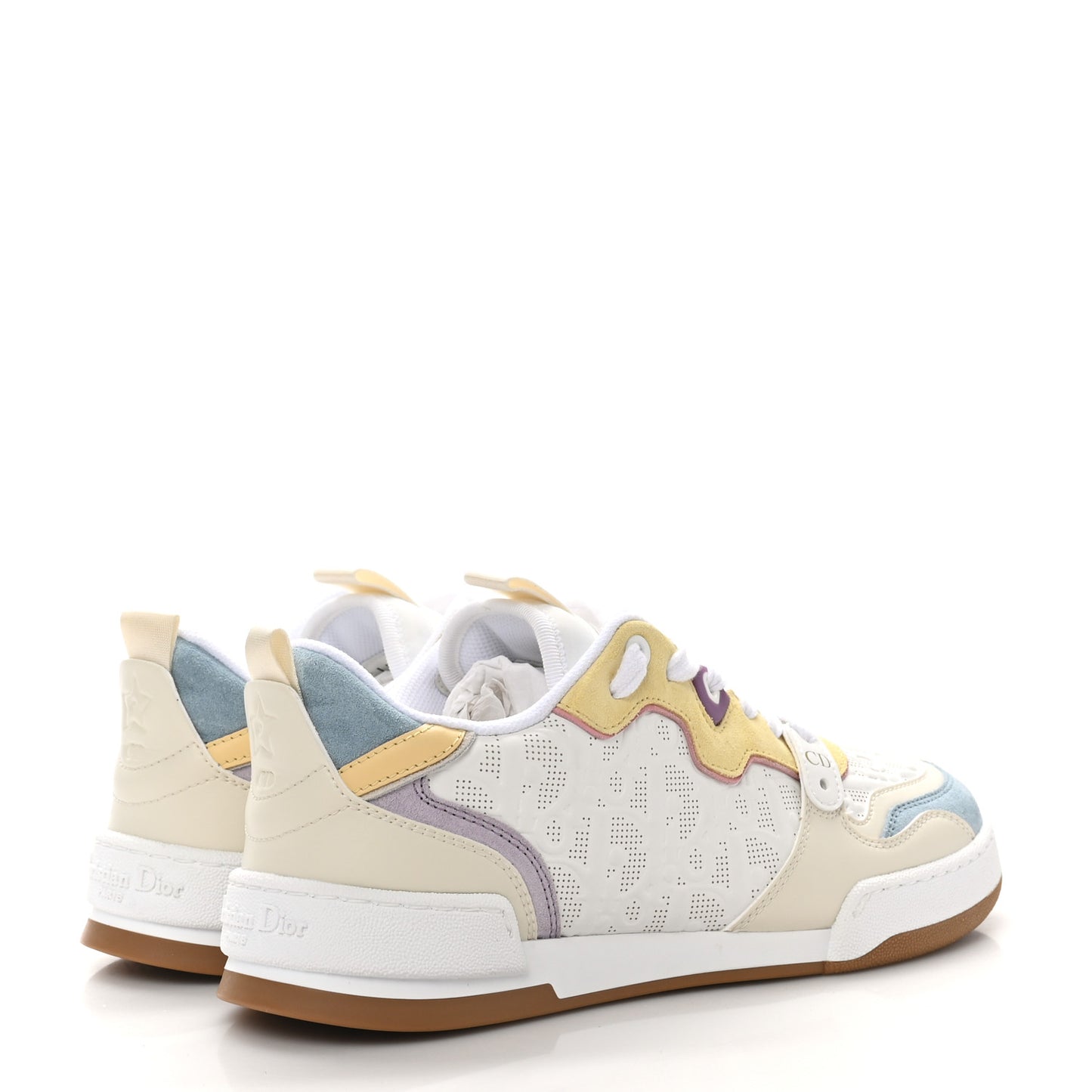 Calfskin Oblique Laser Perforated Dior One Low Sneakers 37.5 White Multicolor