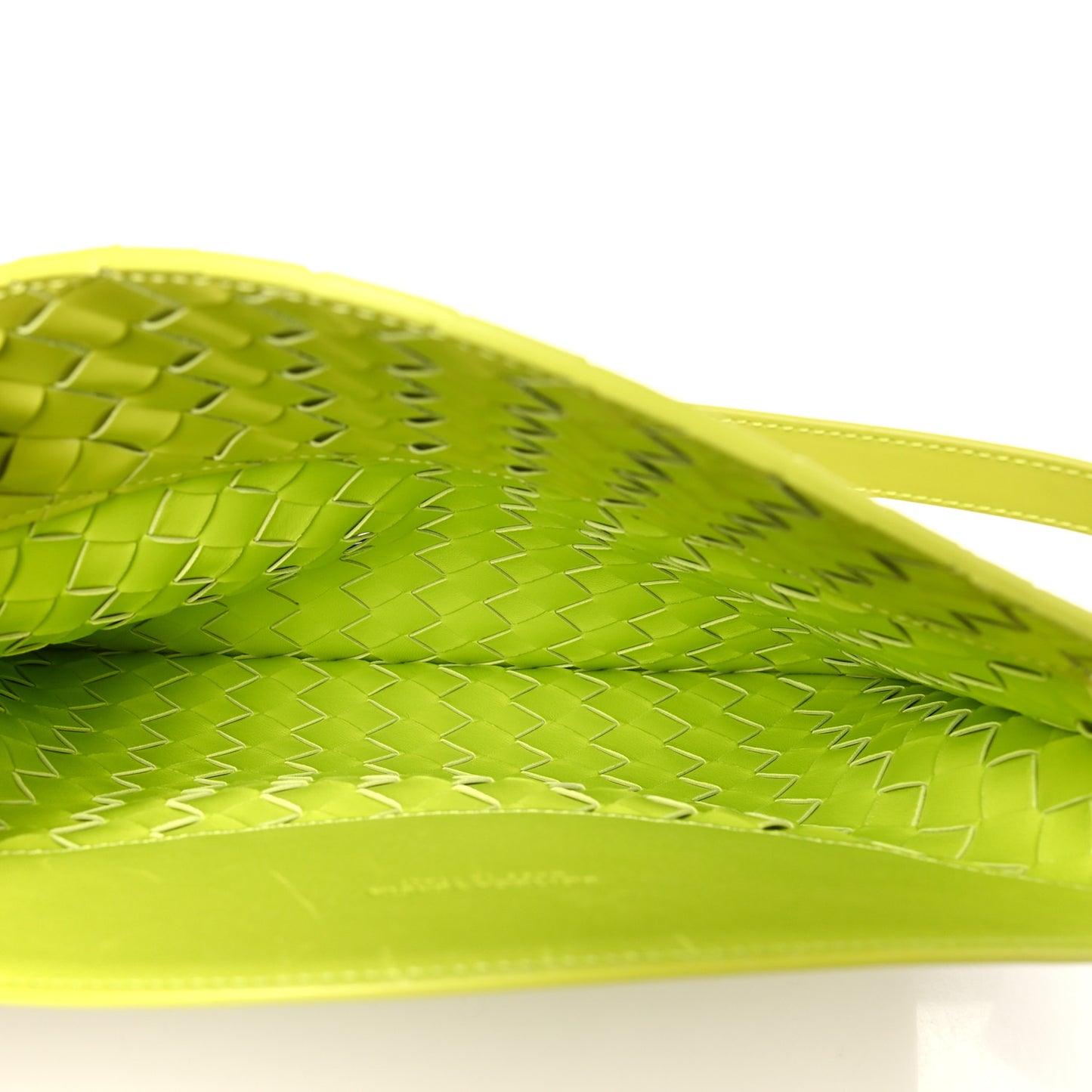 Spazzolato Intrecciato Flap Shoulder Bag Acid Kiwi