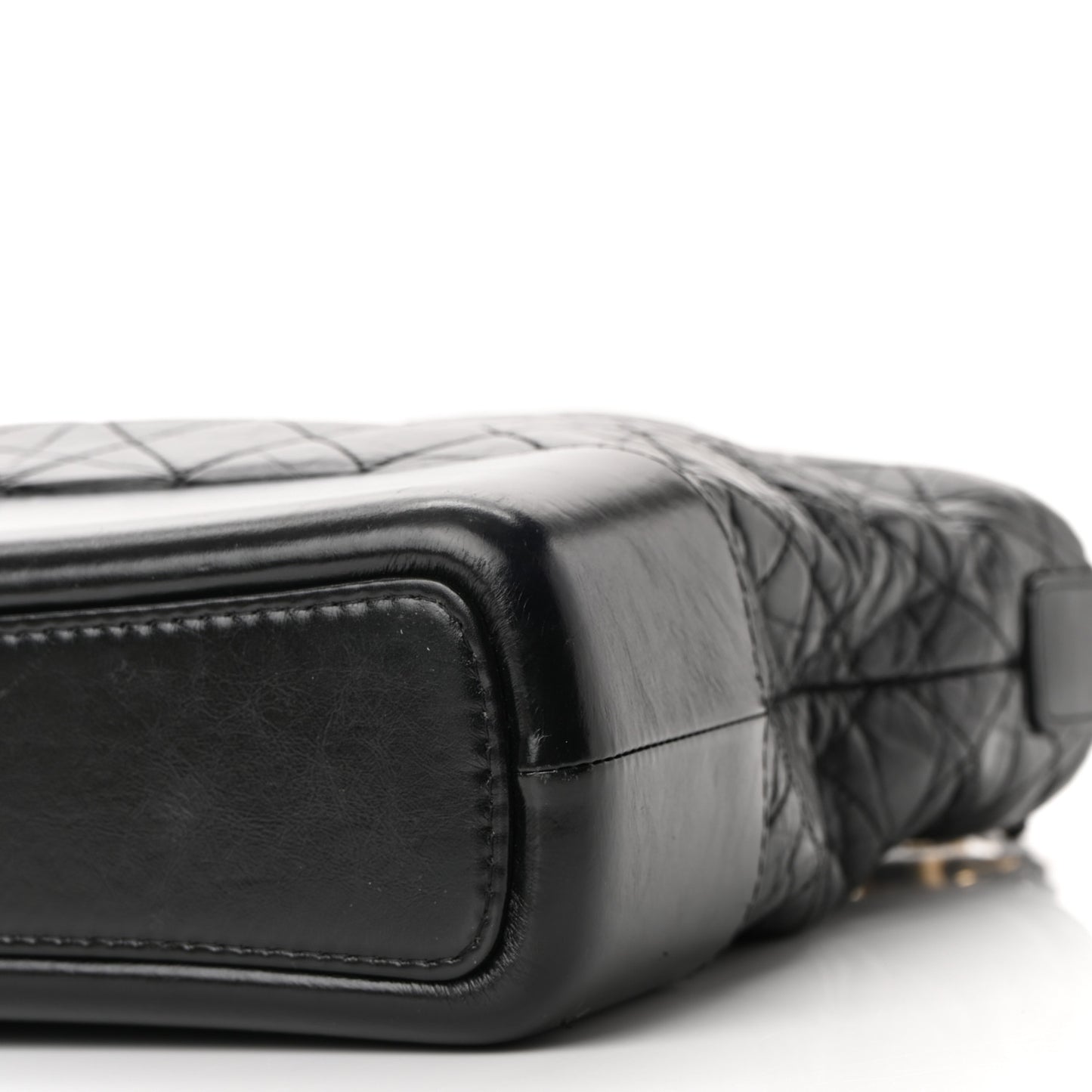 Aged Calfskin Quilted Large Gabrielle Hobo Black