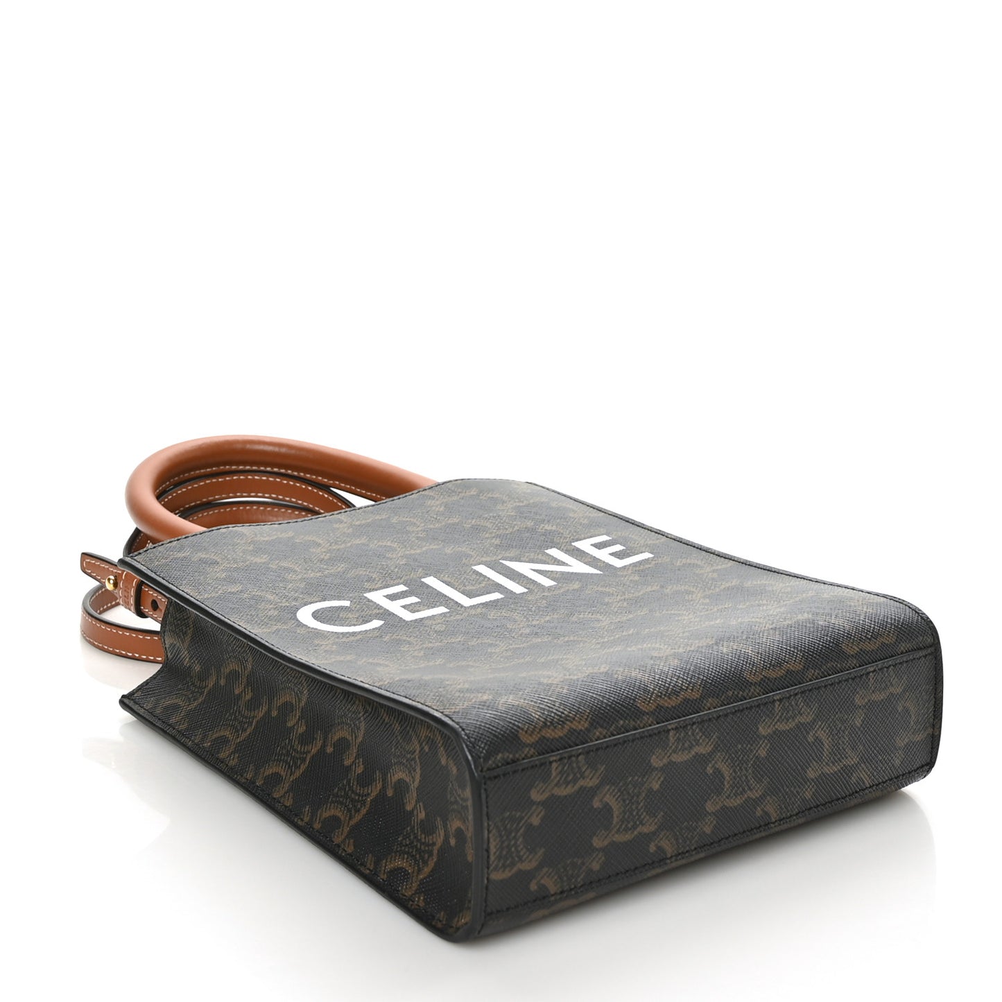 Triomphe Canvas Calfskin Mini Vertical Cabas Tan