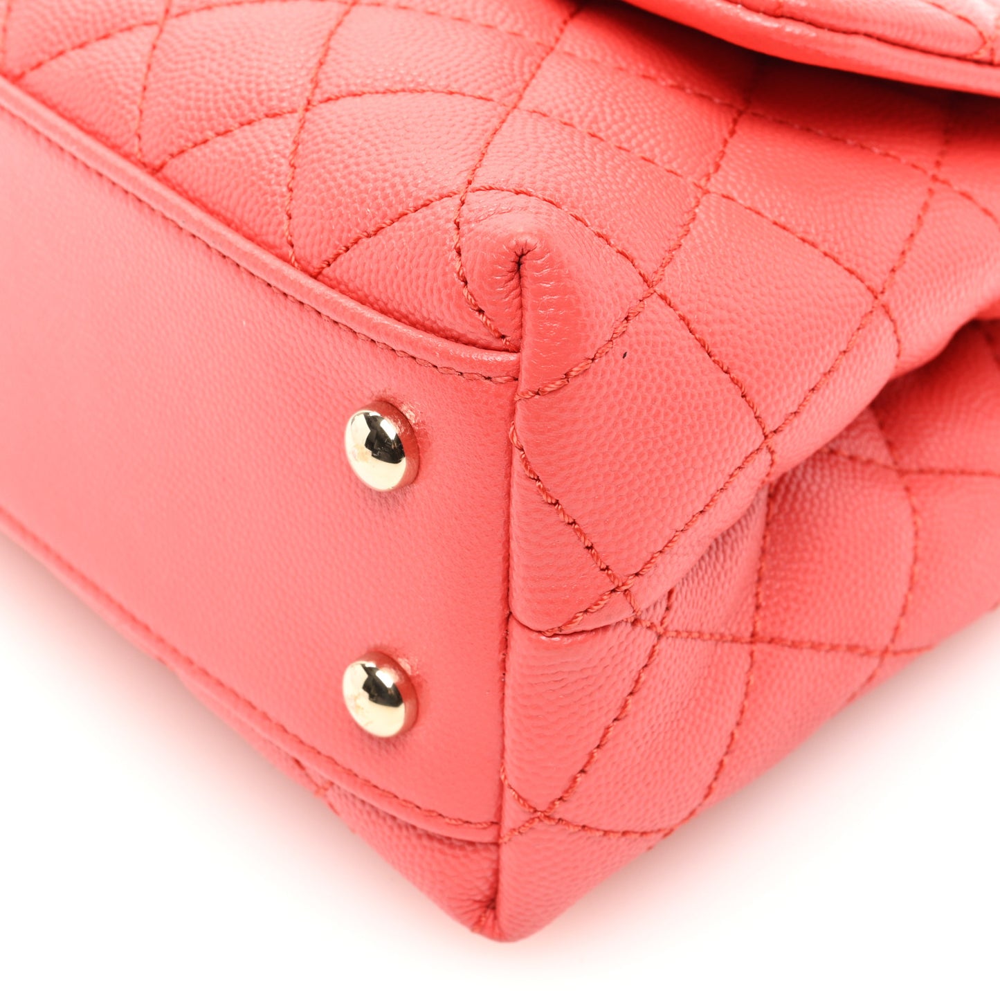 Caviar Quilted Mini Coco Handle Flap Red