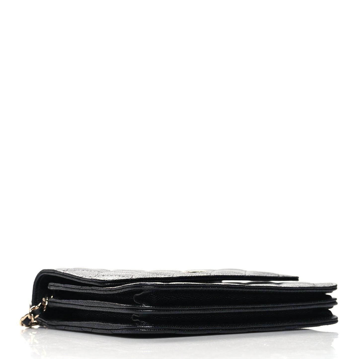 Caviar Quilted Square Wallet On Chain WOC Black