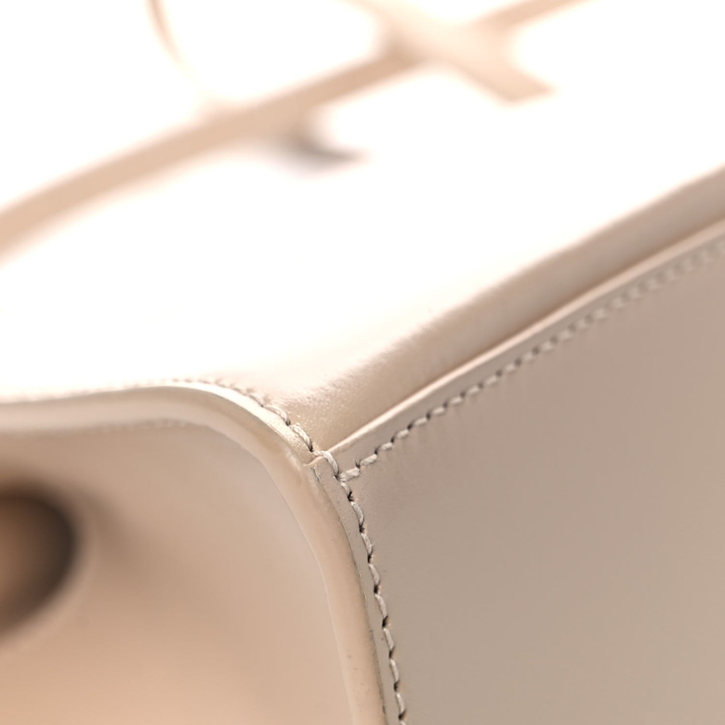 Shiny Box Calfskin Small Hourglass Top Handle Bag Light Beige