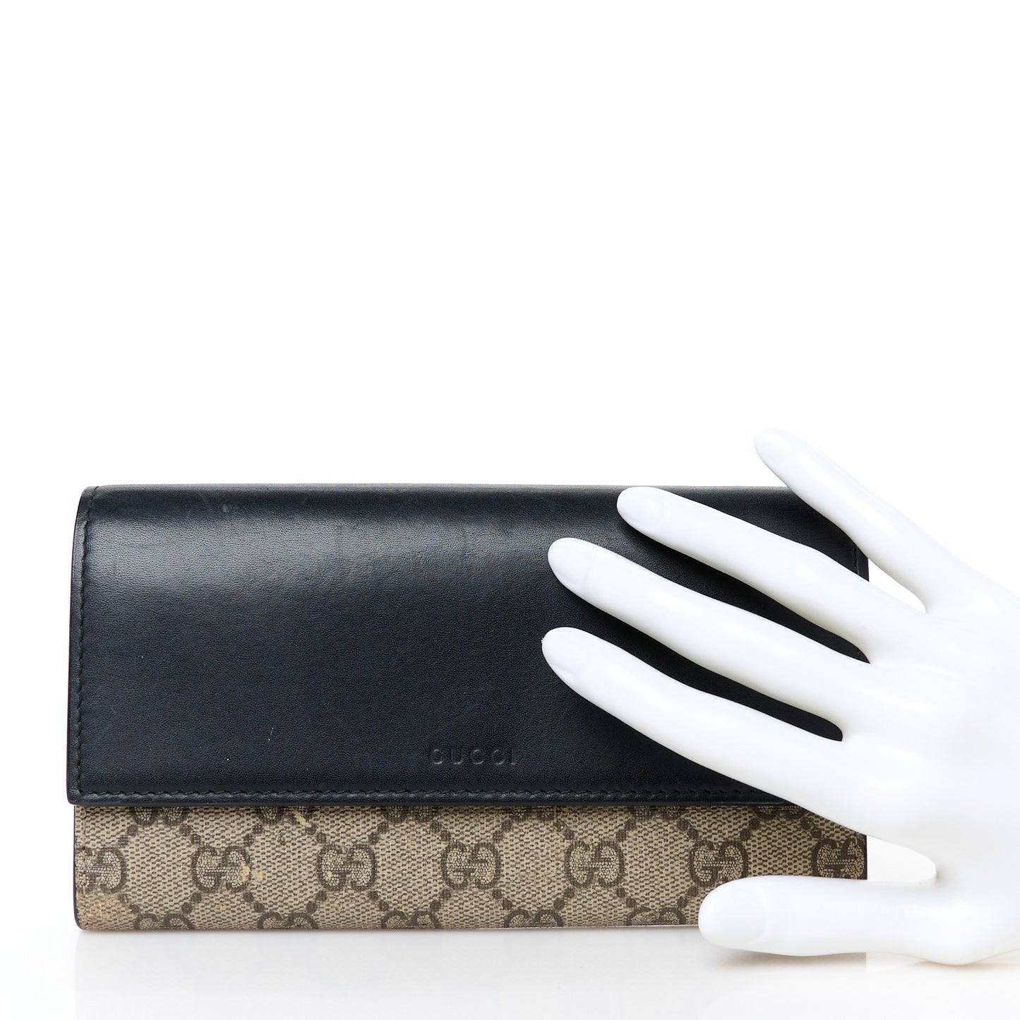 Calfskin GG Supreme Monogram Continental Wallet Black