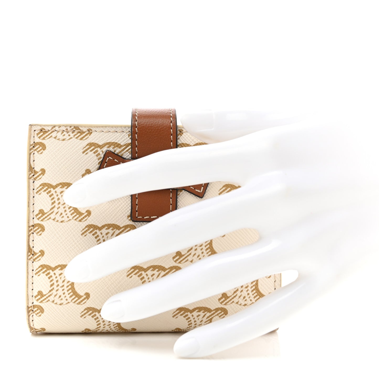 Canvas Triomphe Small Strap Wallet White