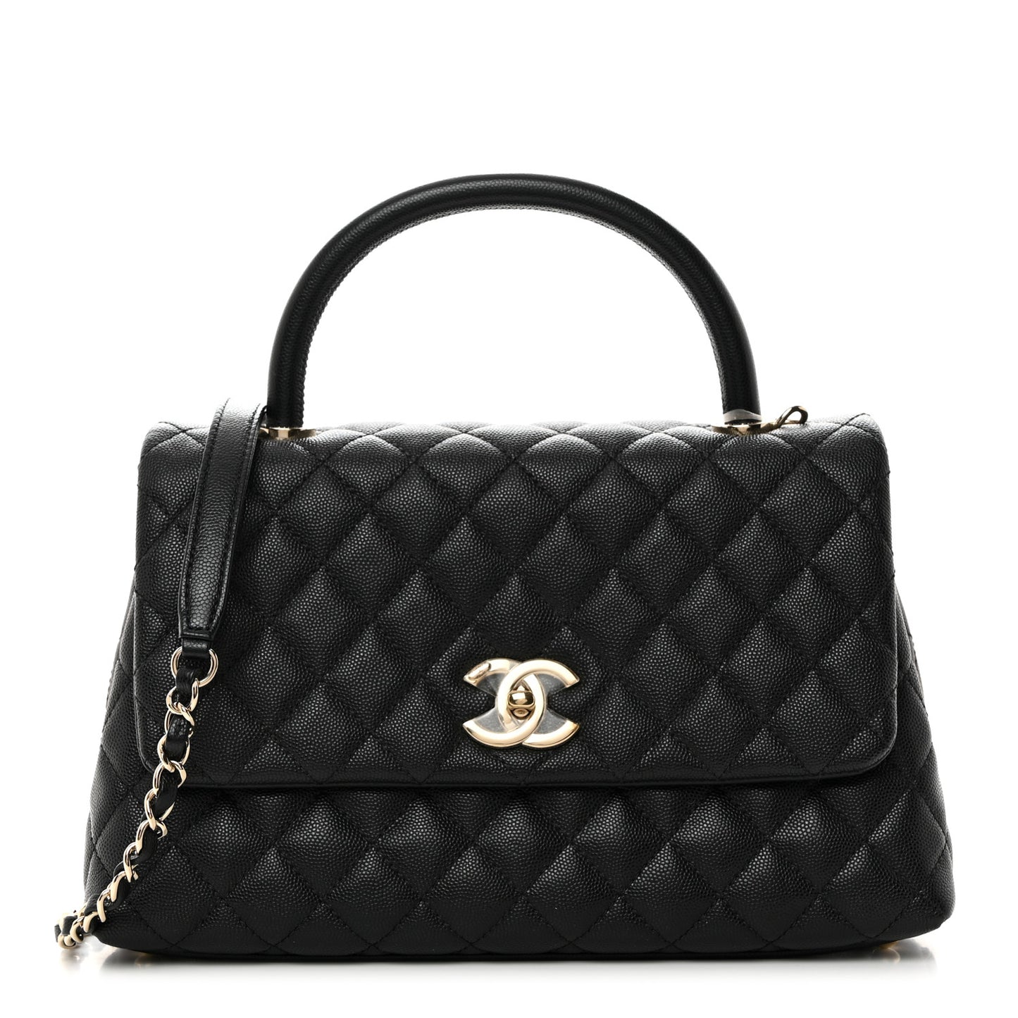 Caviar Quilted Small Coco Handle Flap Black