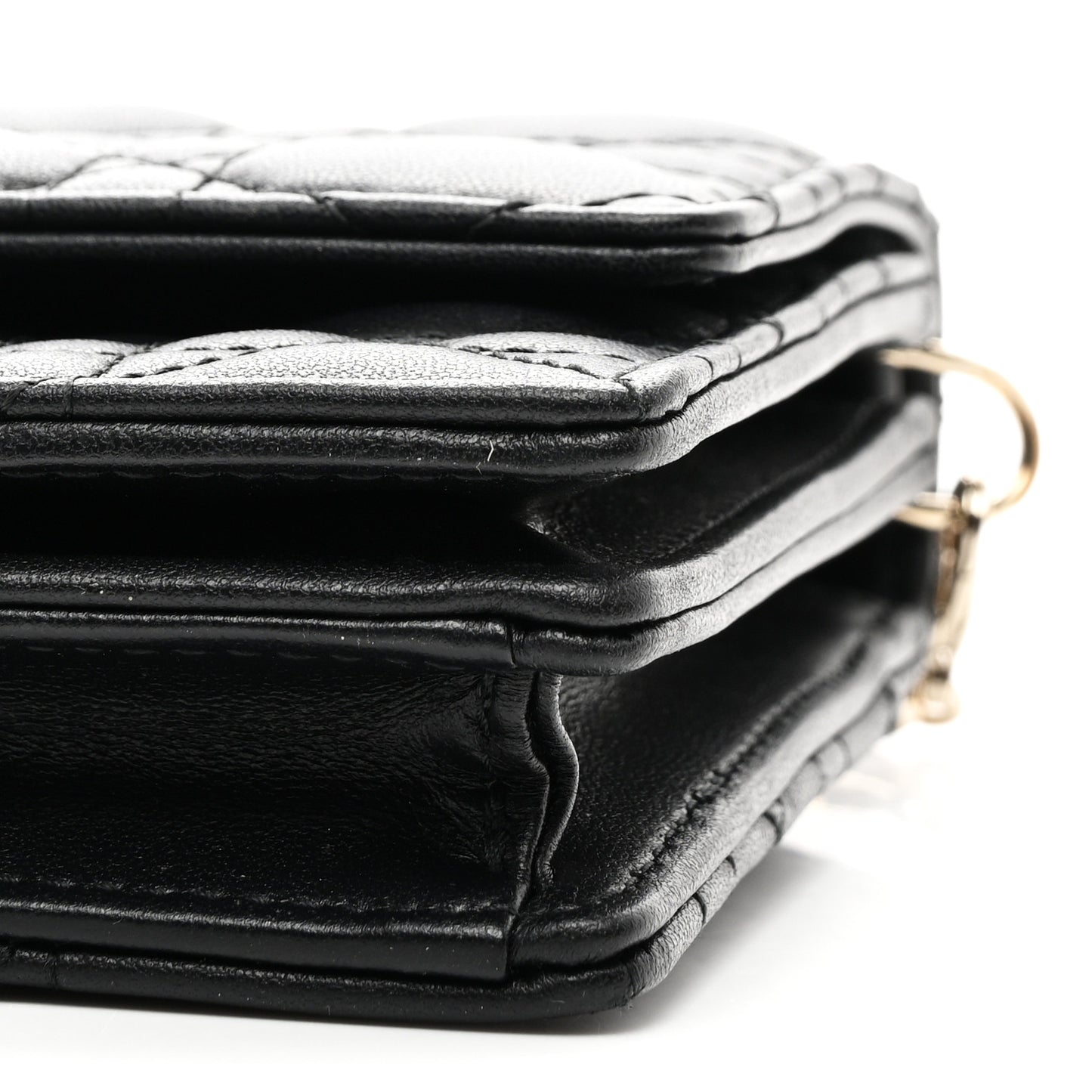 Lambskin Cannage Miss Dior Chain Pouch Black