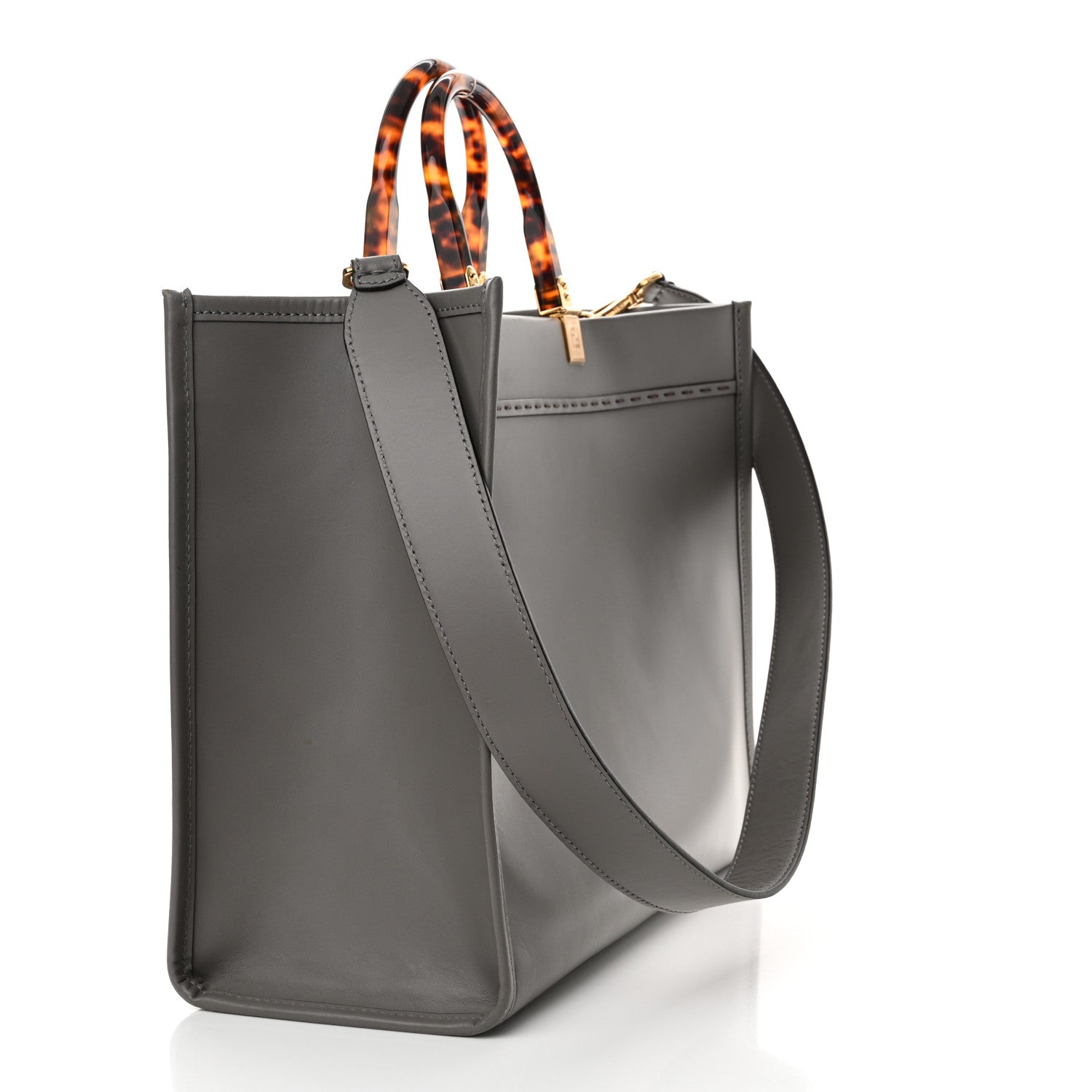 Fendi Vitello King Plexiglass Logo Embossed Medium Fendi Sunshine Shopper Tote Moon 3 of 13