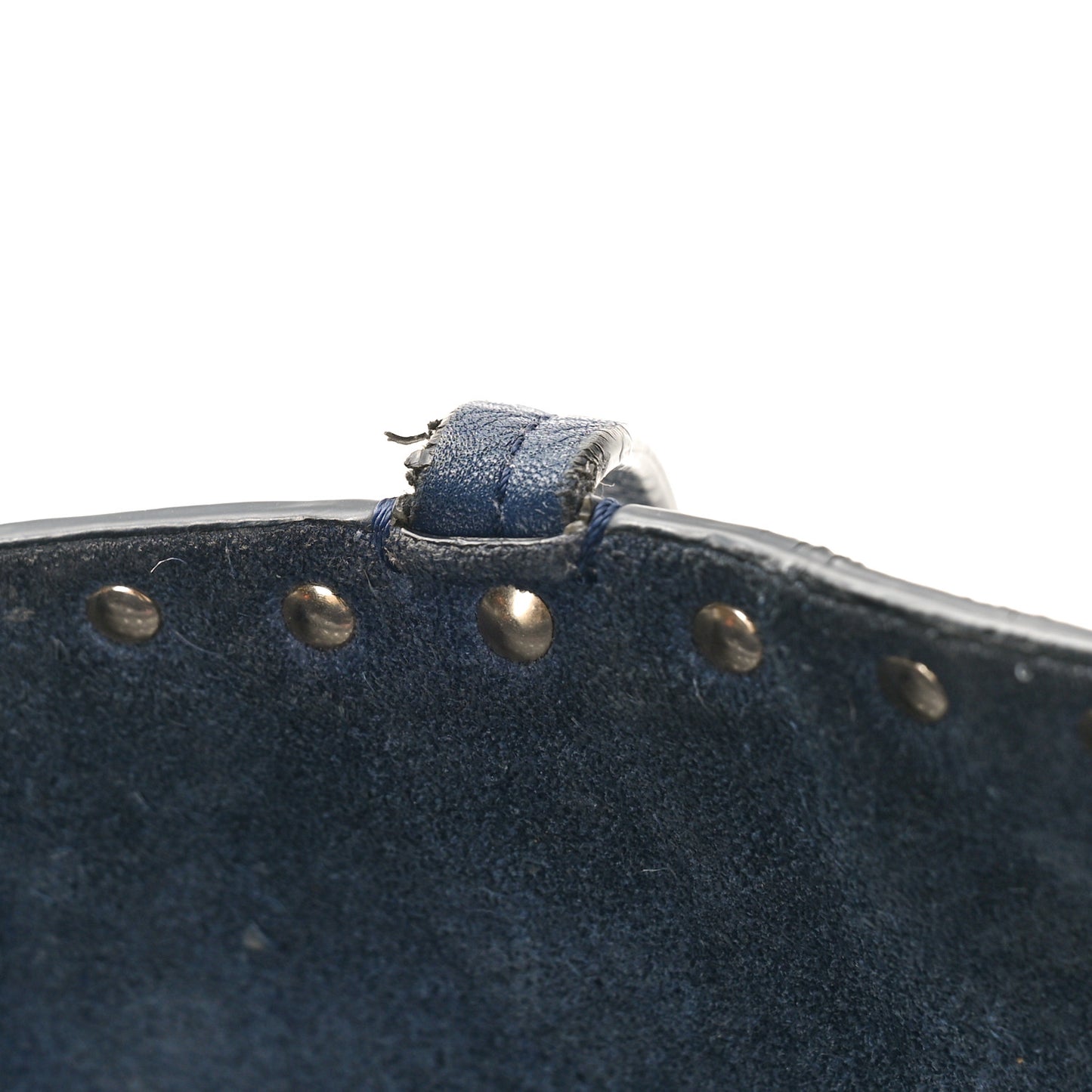 Grained Calfskin Small Rockstud Shoulder Tote Marine