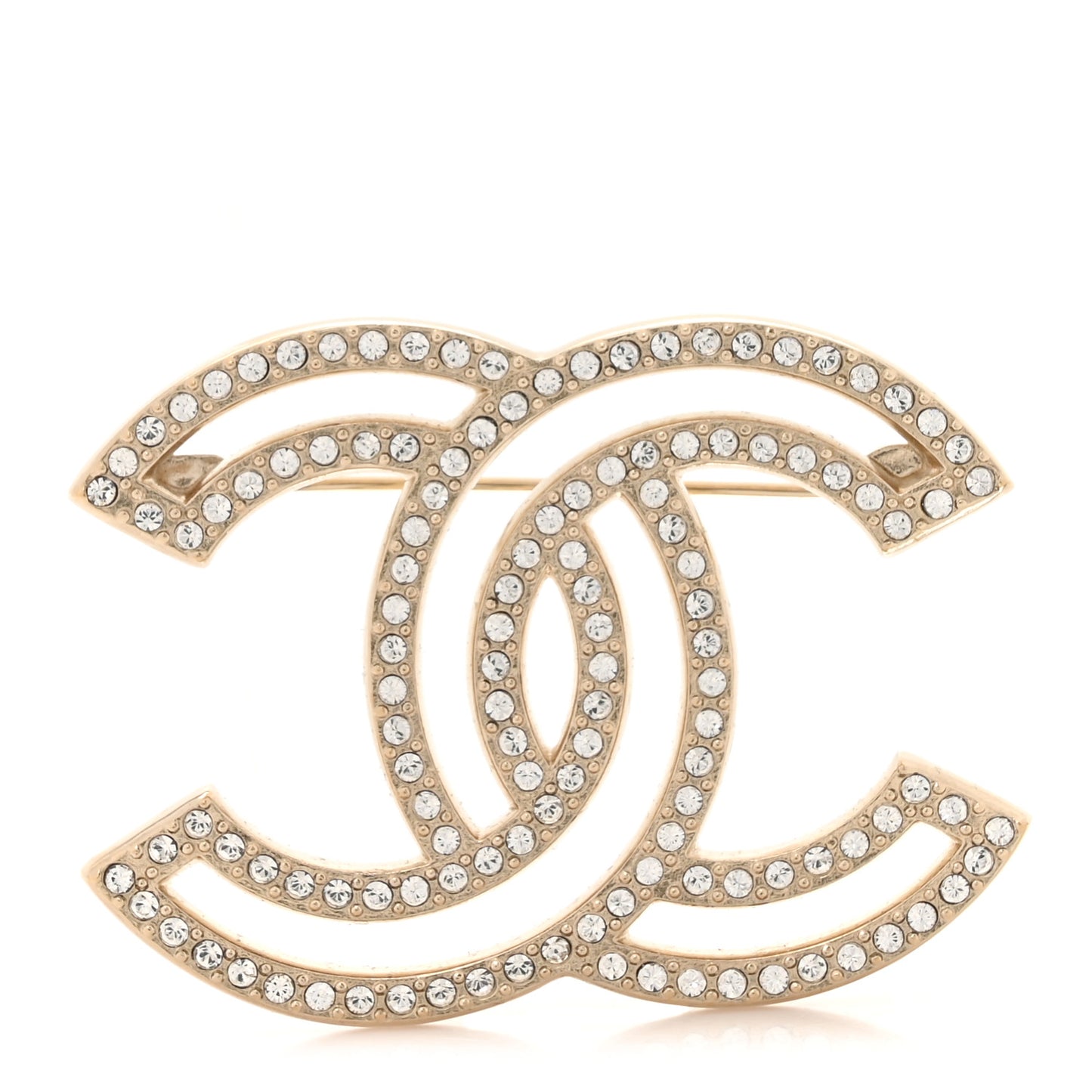Crystal CC Brooch Light Gold