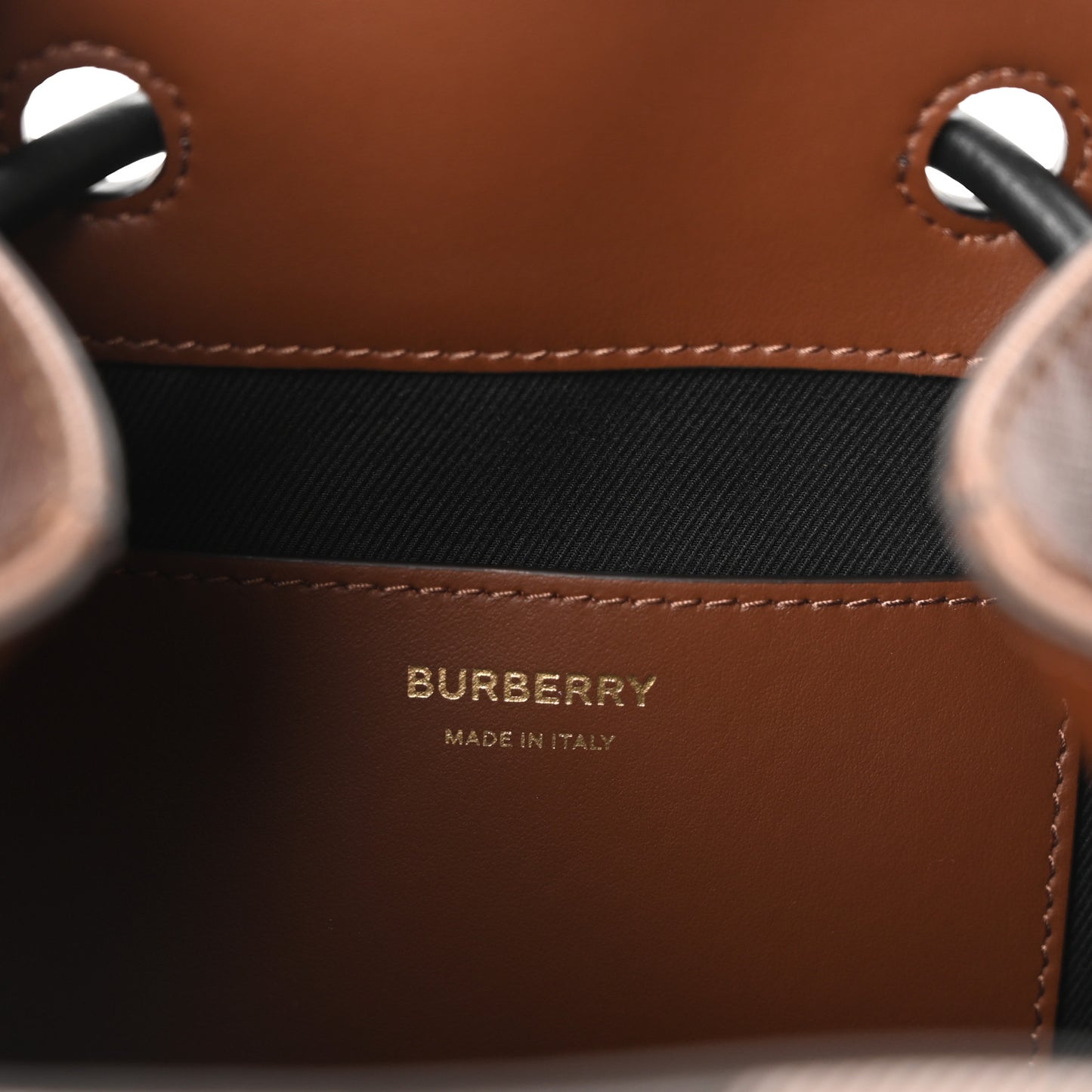 Giant Check Calfskin TB Mini Bucket Bag Dark Birch