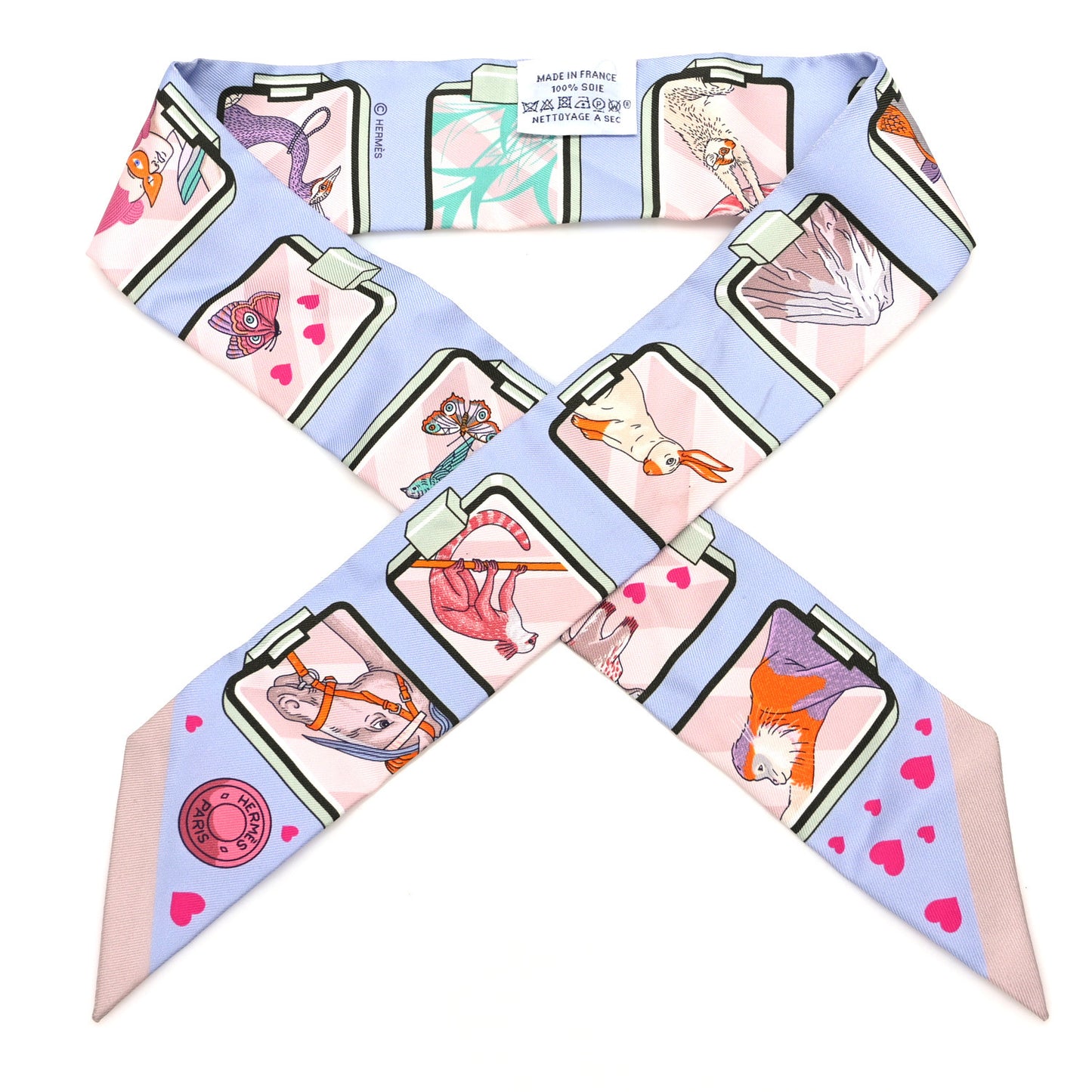 Silk Story Twilly Blue Pale Rose Vert