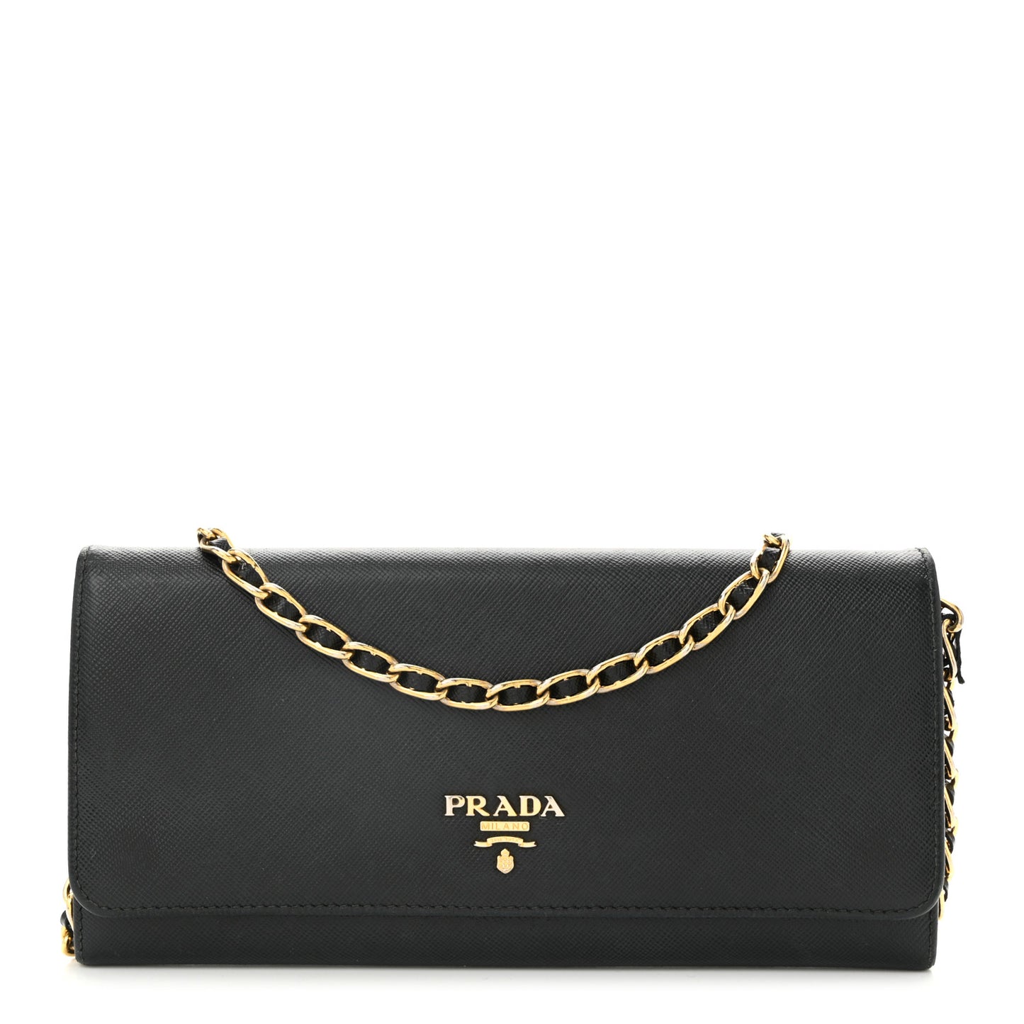 Saffiano Metal Oro Chain Wallet Black