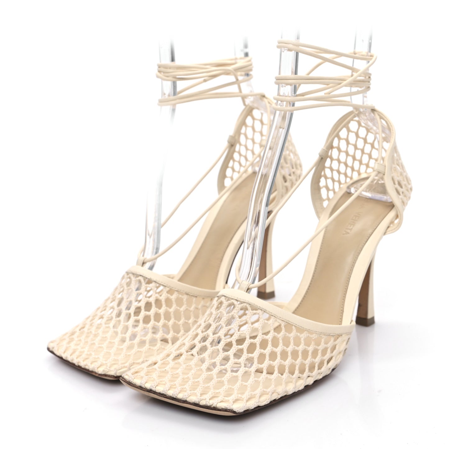 Mesh Nappa Stretch Ankle Tie Sandals 41 Toile