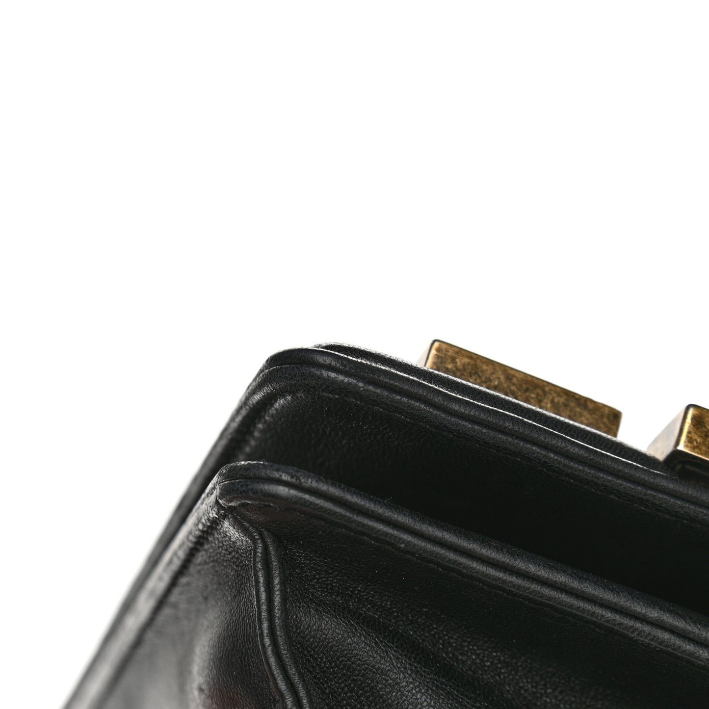 Lambskin Quilted Horizontal Boy Brick Studded Flap Black