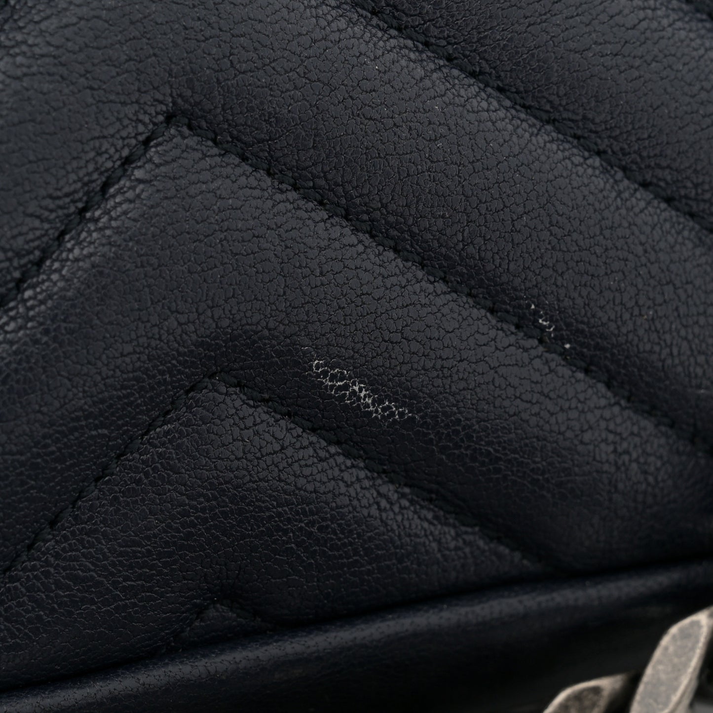 Sheepskin Matelasse Chevron Monogram Medium College Bag Deep Marine