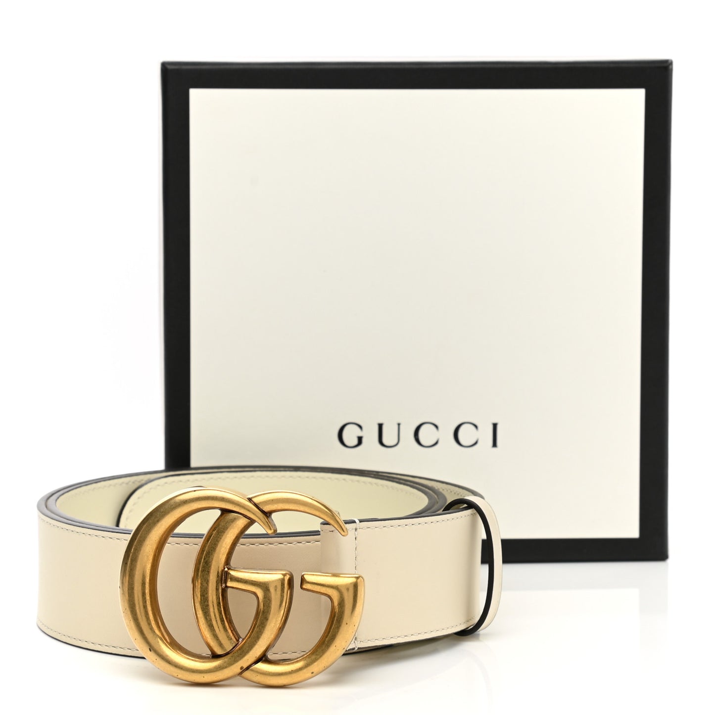 Calfskin Double G 40mm Belt 95 38 Mystic White