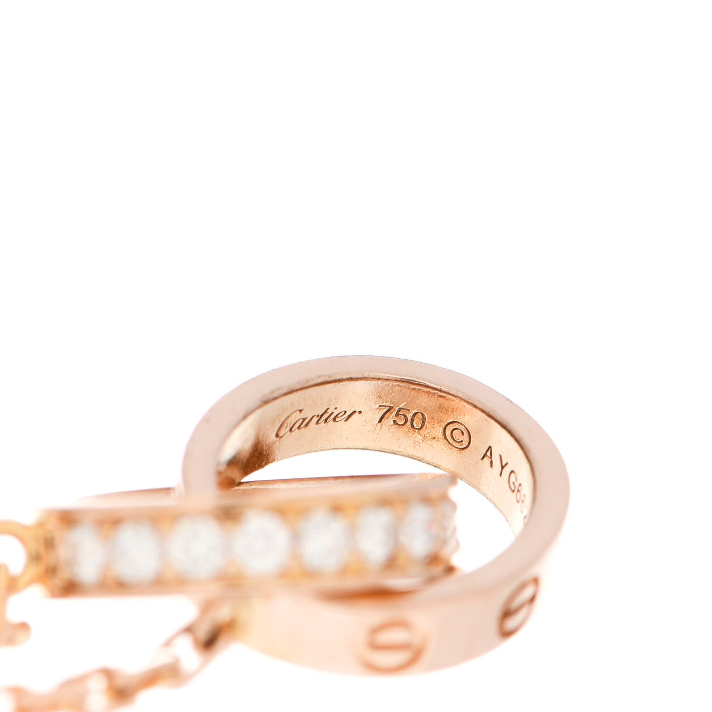 18K Pink Gold Diamond Interlocking LOVE Necklace