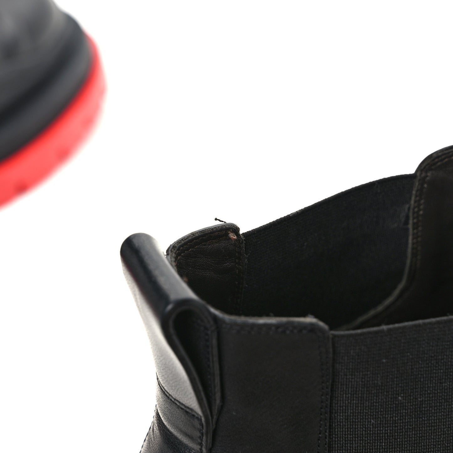 Calfskin Mens The Tire Cropped Chelsea Boots 40 Black Bright Red