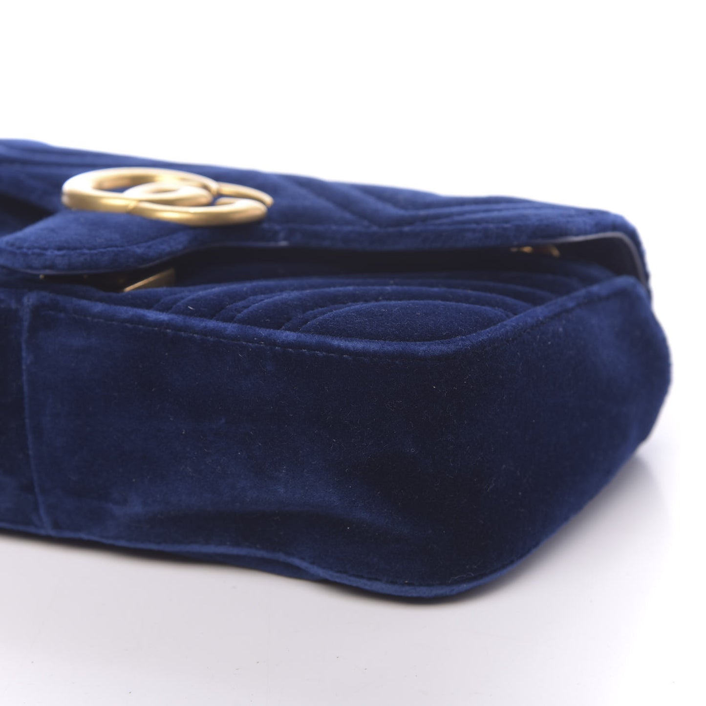 Velvet Matelasse Mini GG Marmont Shoulder Bag Cobalt Blue