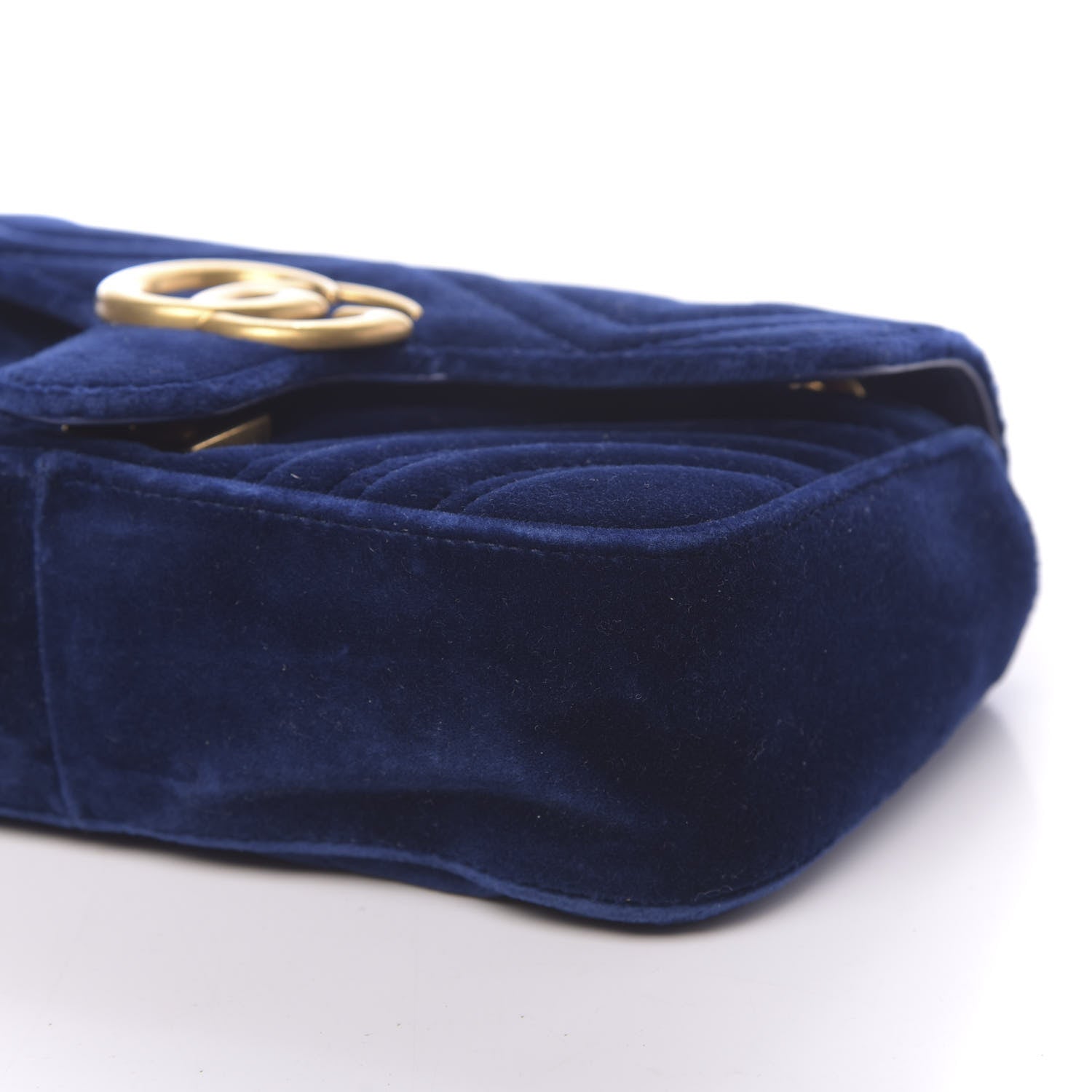 Gucci Velvet Matelasse Mini GG Marmont Shoulder Bag Cobalt Blue 9 of 10