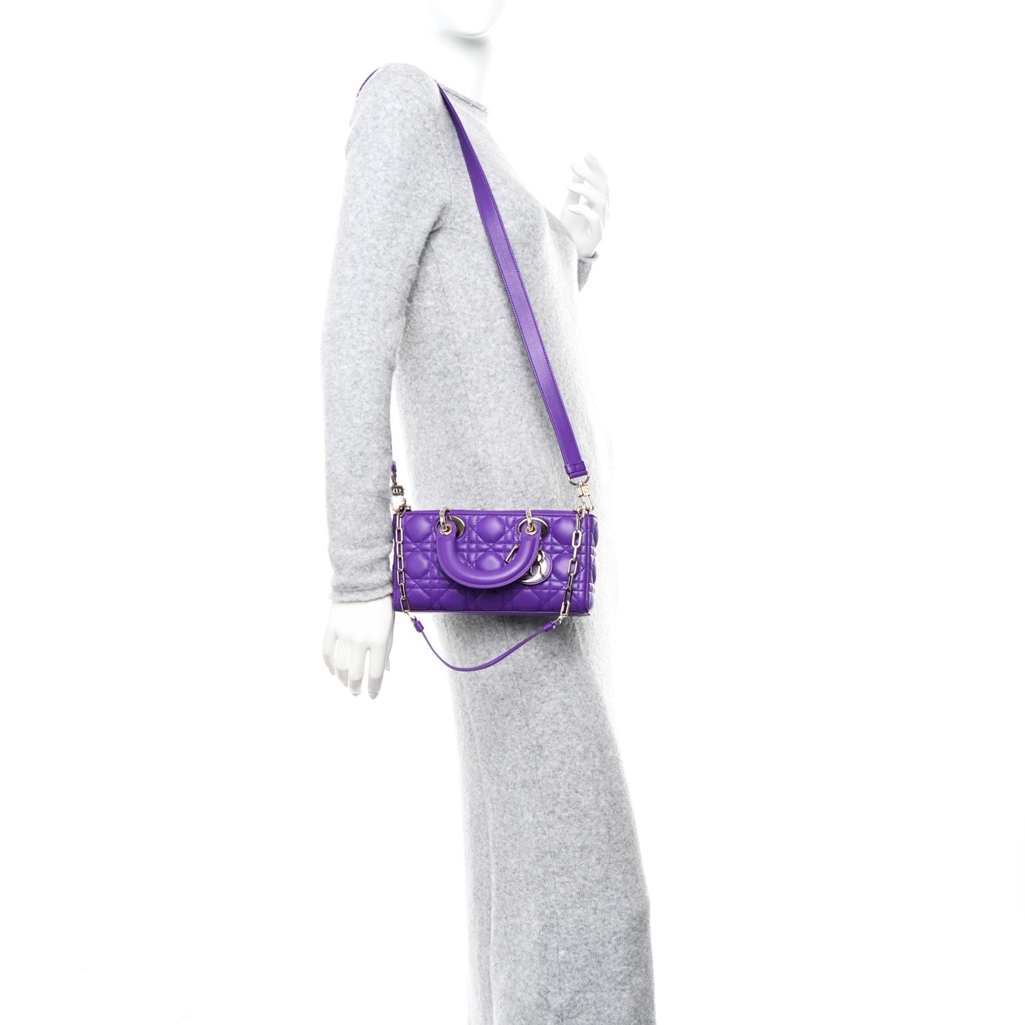Lambskin Cannage Small Lady D-Joy Purple