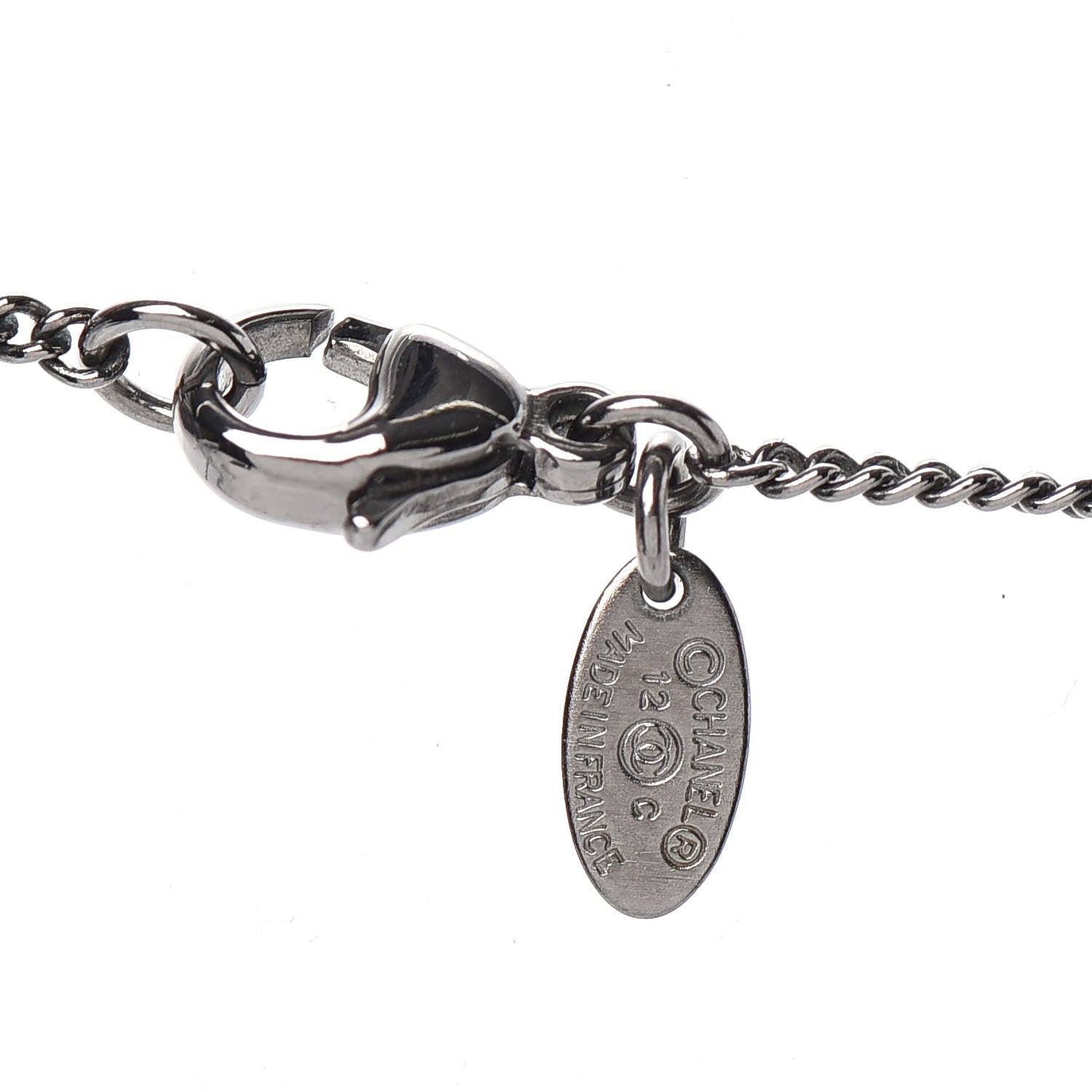 Chanel Ruthenium Crystal CC Necklace Black 5 of 5