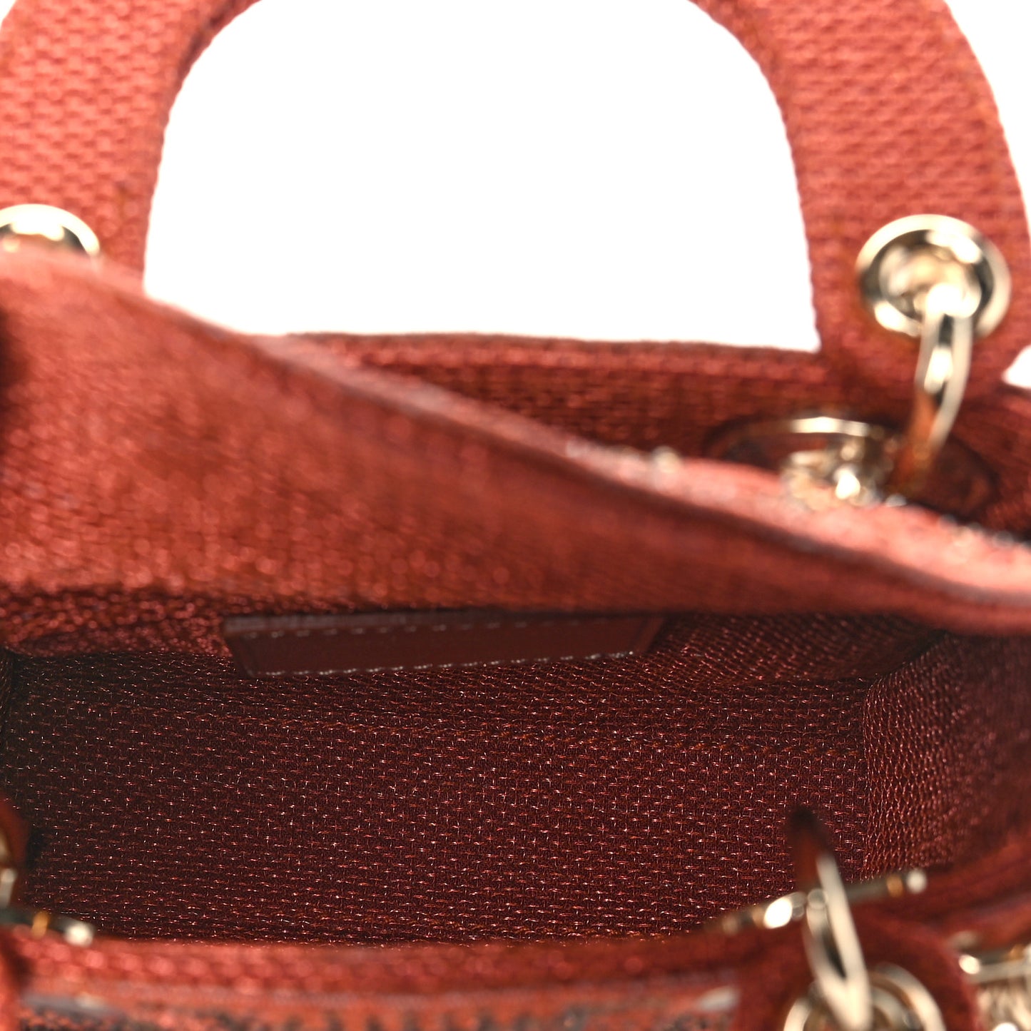 Canvas Cannage Crystal Beaded Embroidery Micro Lady Dior Orange