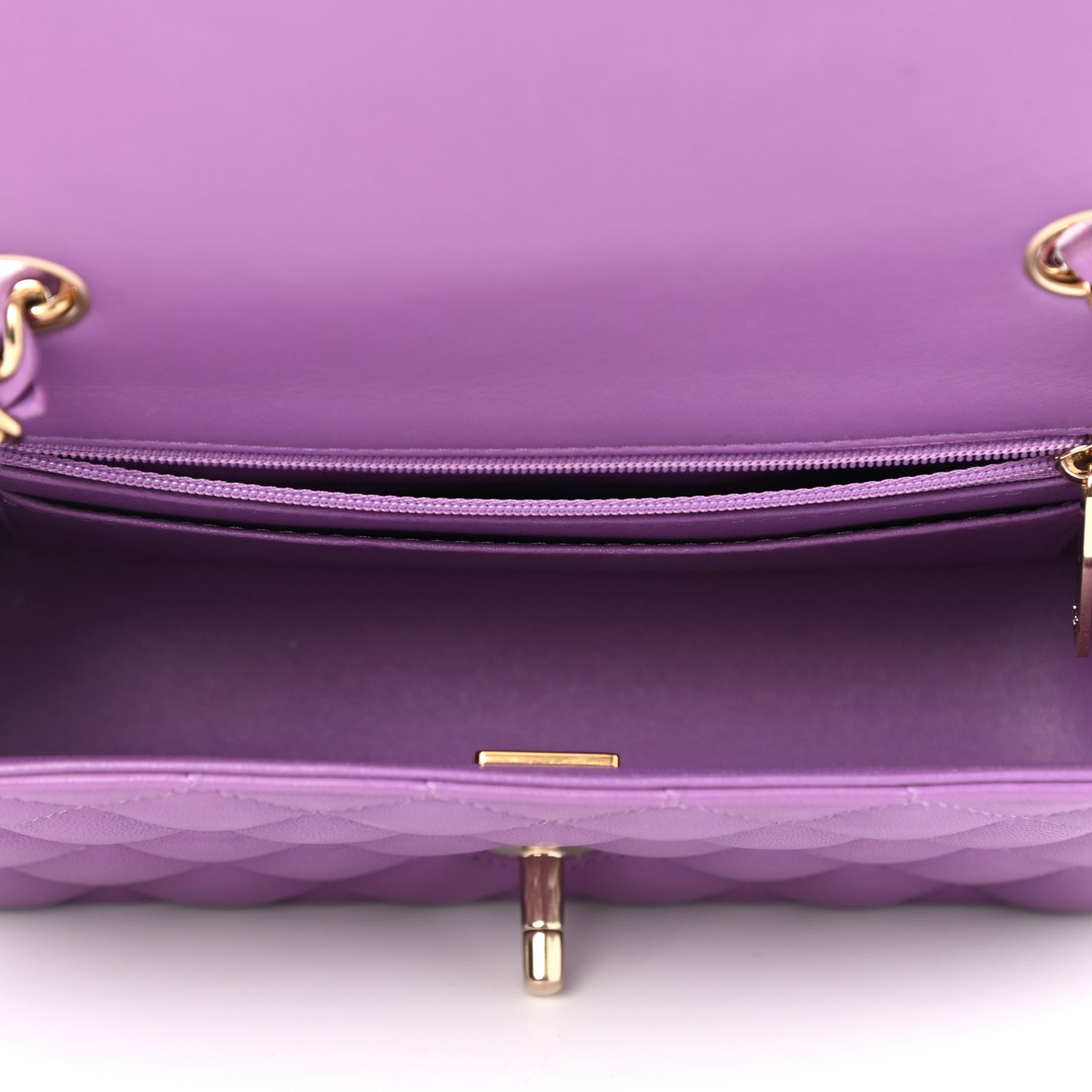 Lambskin Quilted Mini Rectangular Flap Purple