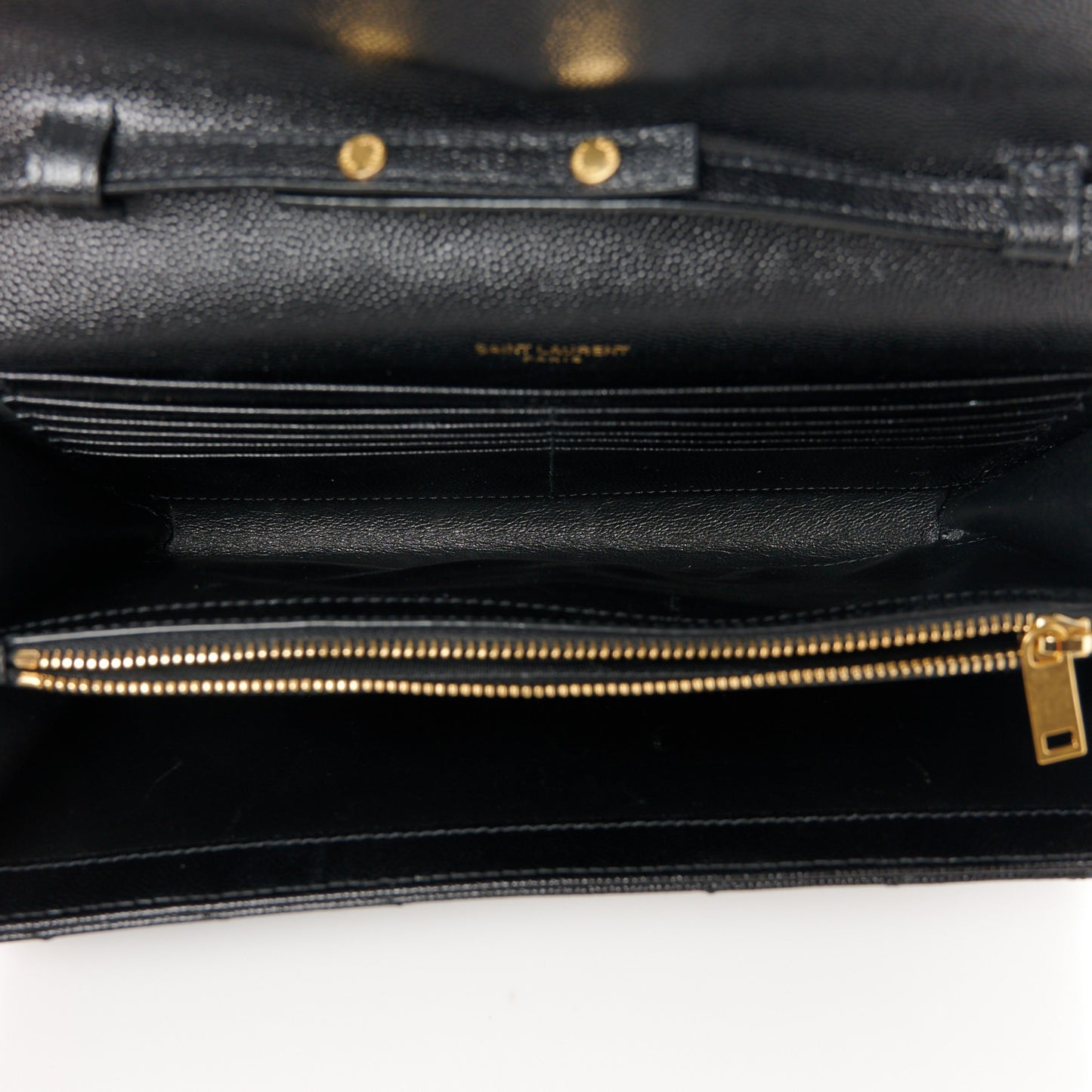 Grain De Poudre Matelasse Chevron Monogram Chain Wallet Black