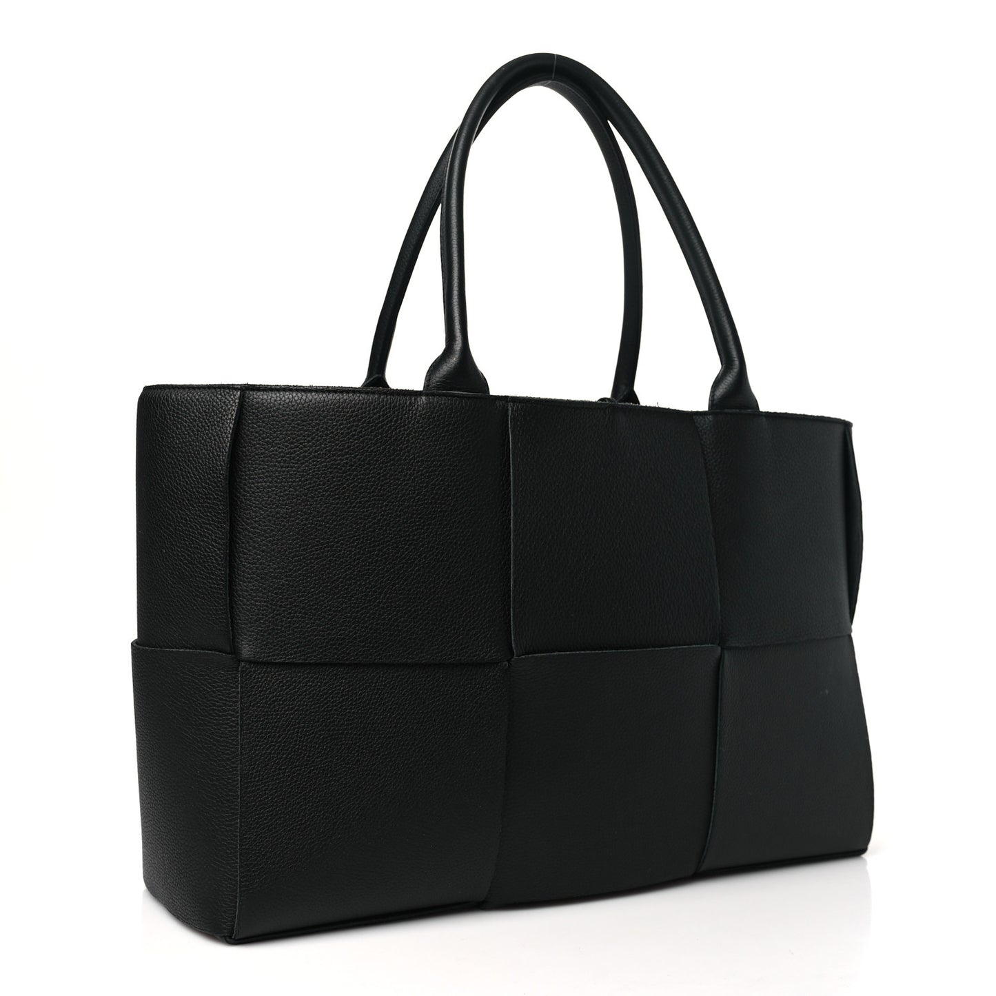 Grained Calfskin Intrecciato Small Arco Tote Black